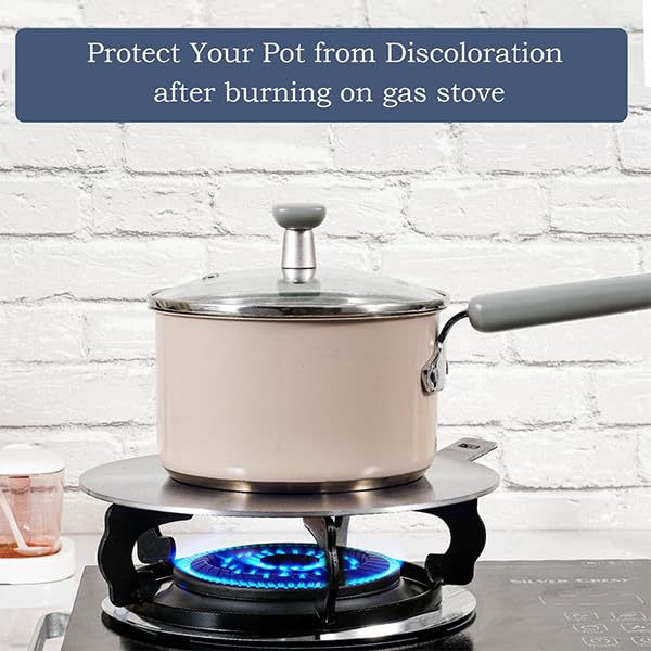 ACTIV CUISINE 9.45 Inch Stainless Steel Heat Diffuser Plate for Electric, Gas & Induction Stoves - Removable Handle, Cookware Protector for Pots & Pans - Perfect for Even Heating on Glass Cooktops, Camping & RV Cooking