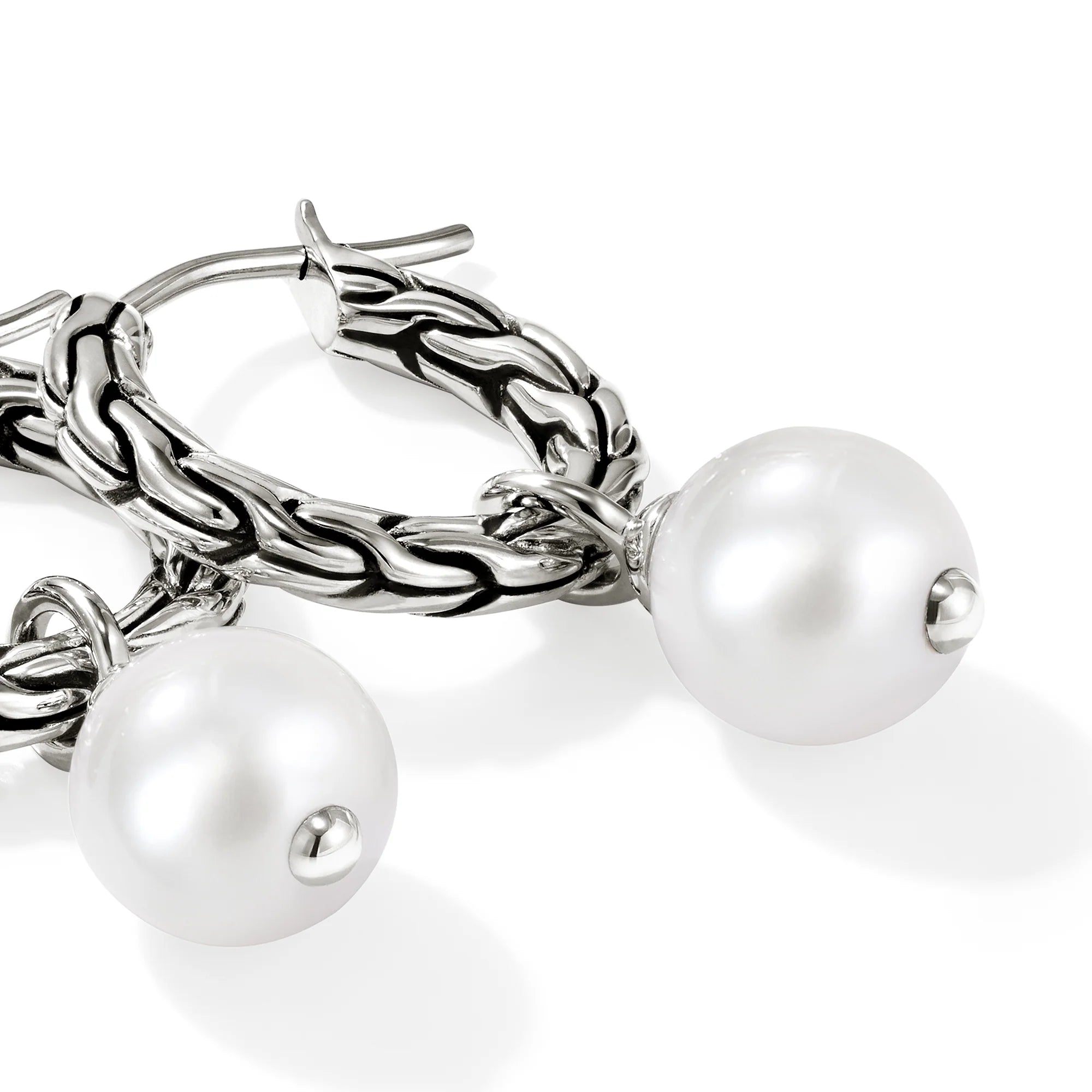 Elegant Classic Chain Pearl Hoop Earrings for Women - Vintage Style Dangle Ear Jewelry - Perfect for Weddings, Parties & Everyday Wear