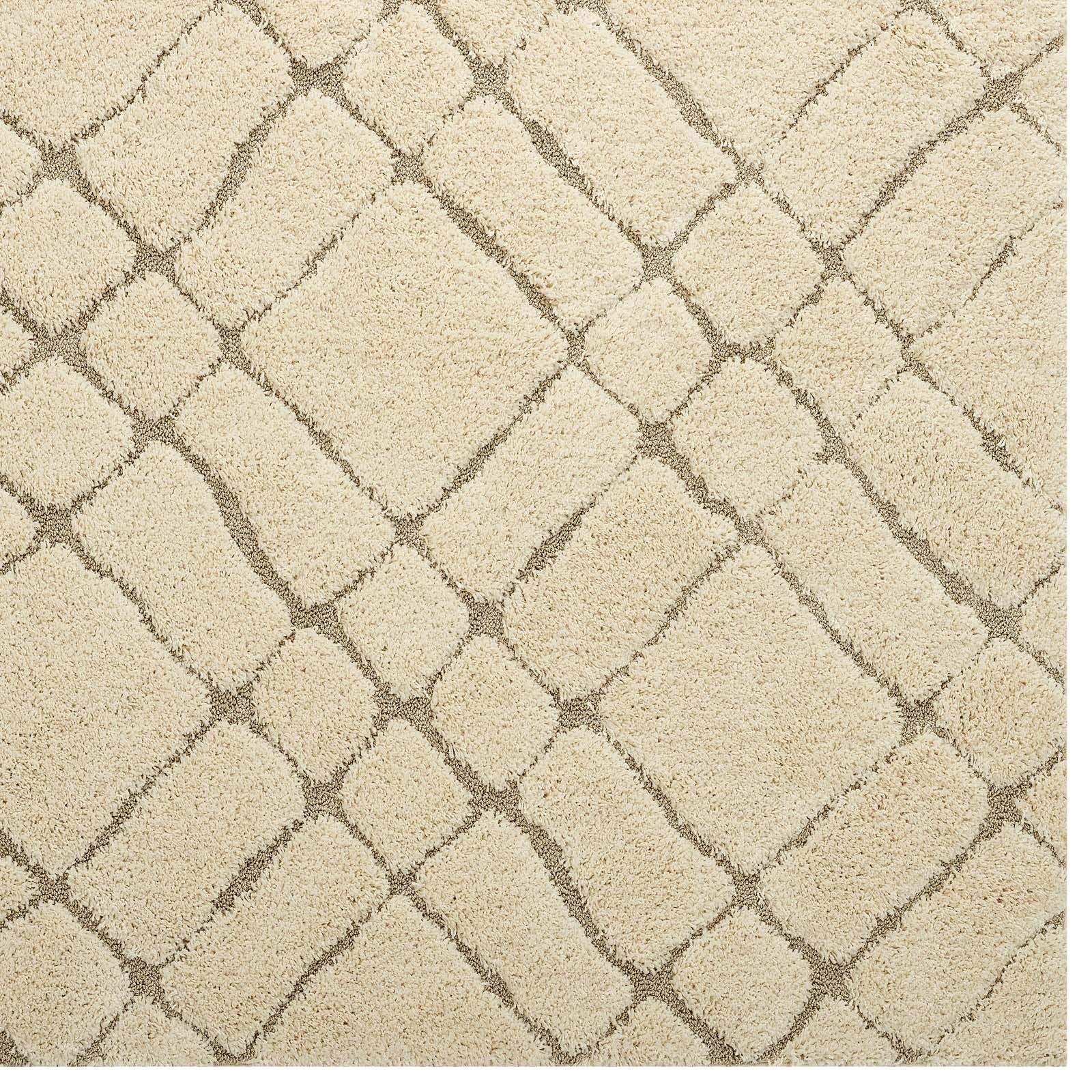 Modern Contemporary Urban Living Area Rug - Soft Fabric Floor Carpet Runner in Multi Beige | Perfect for Lounge, Living Room & Bedroom Decor