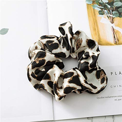 7 Pack Large Cheetah Print Elastic Satin Hair Scrunchies - Soft Hair Ties & Wristbands for Women & Girls (Sleep, Party, Shower, Curly Hair Care) - Fashionable Hair Accessories for Everyday Use, Workouts and Special Occasions