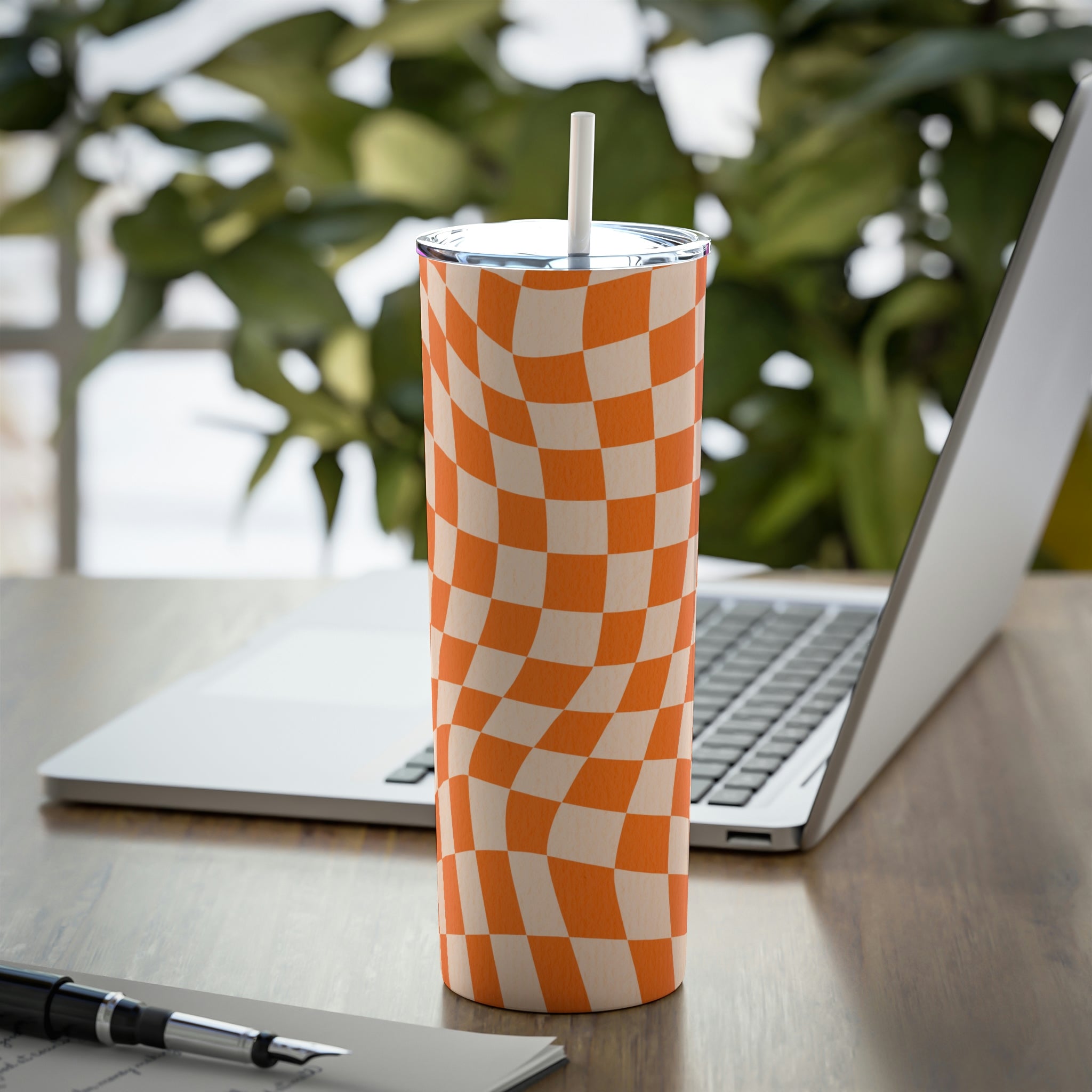 Skinny Tumbler 20oz - Insulated Stainless Steel Coffee Cup for Iced & Hot Drinks - Retro Design Perfect Gift for Women - Ideal for Office, Gym & Travel