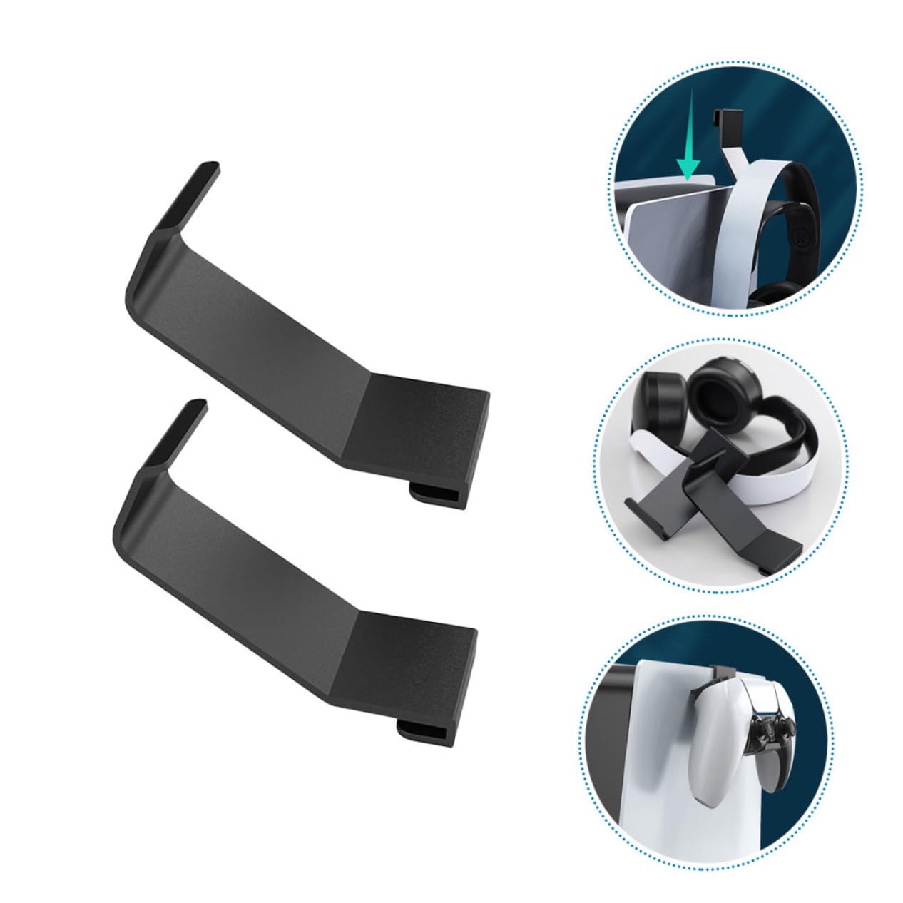 OSALADI 2-Pack Headphone Hanger Stand - ABS Plastic Headphone Holder with Hook for Wall Mount, Desk Organizer - Perfect for Gaming Setups, Home Office & Studio Headphone Storage