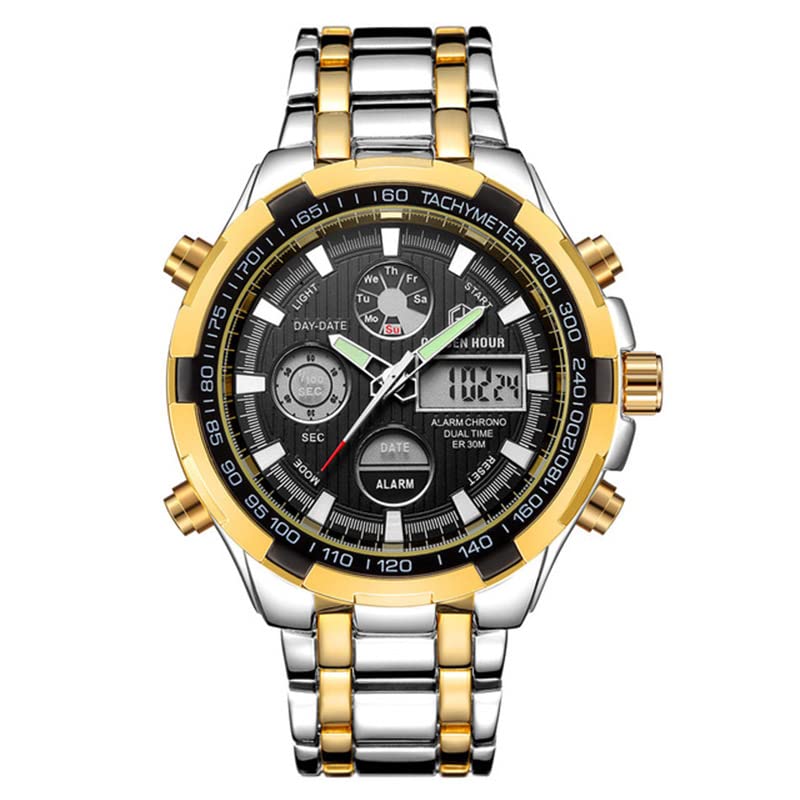 Men's Digital Watch - Waterproof, Shockproof, Multi-Function Stainless Steel Sports Watch for Outdoor Activities, Running & Hiking