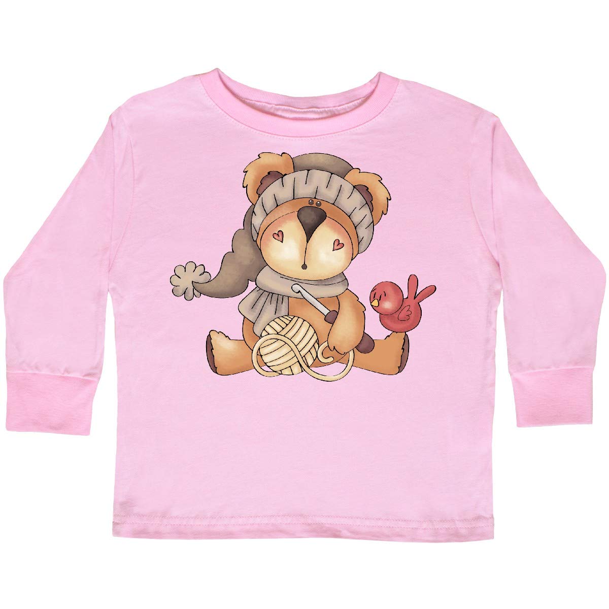 Inktastic Winter Crochet Bear Toddler Long Sleeve T-Shirt | Cute Animal Graphic Tee for Boys & Girls | Soft Cotton Top for Playdates & Family Photos