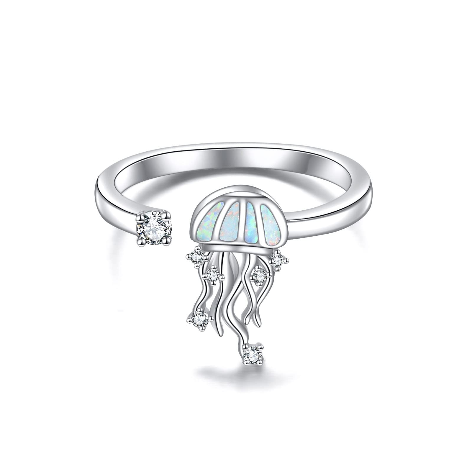 WINNICACA S925 Sterling Silver Adjustable Open Rings for Women - Cute Animal Design, Dainty Stackable Rings, Perfect Birthday Gift for Her | Ideal for Daily Wear, Parties, and Special Occasions