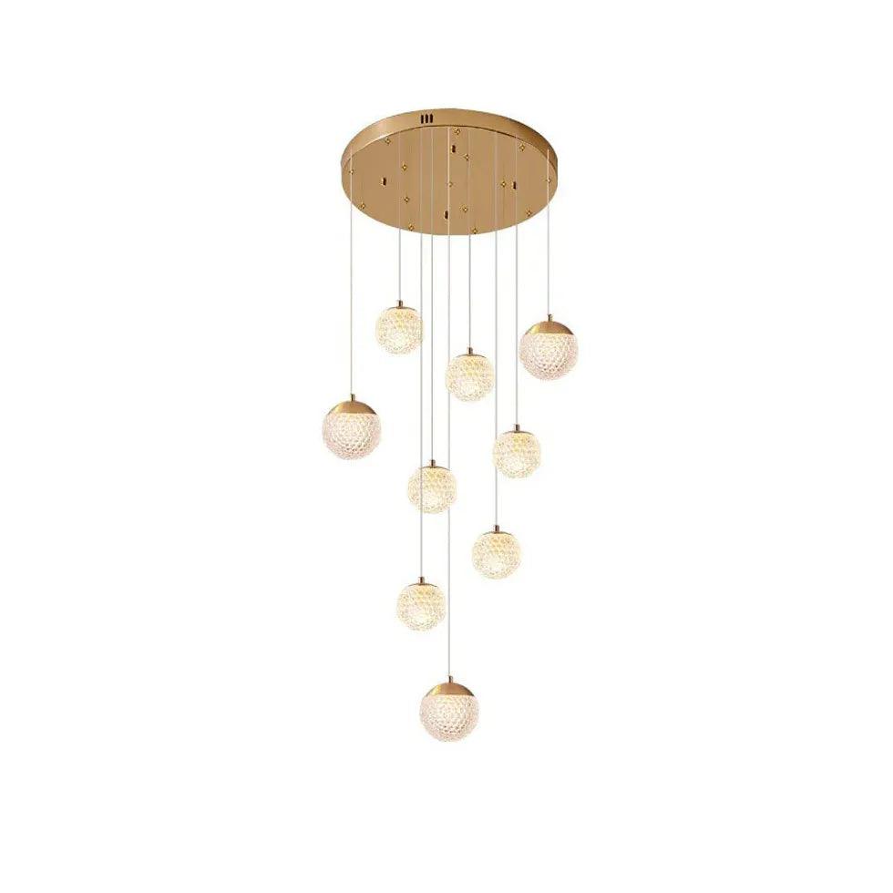 Modern Spherical Multi-Head Crystal Chandelier - Luxury Hallway Pendant Light Fixture for Foyer, Dining Room & Staircase Lighting
