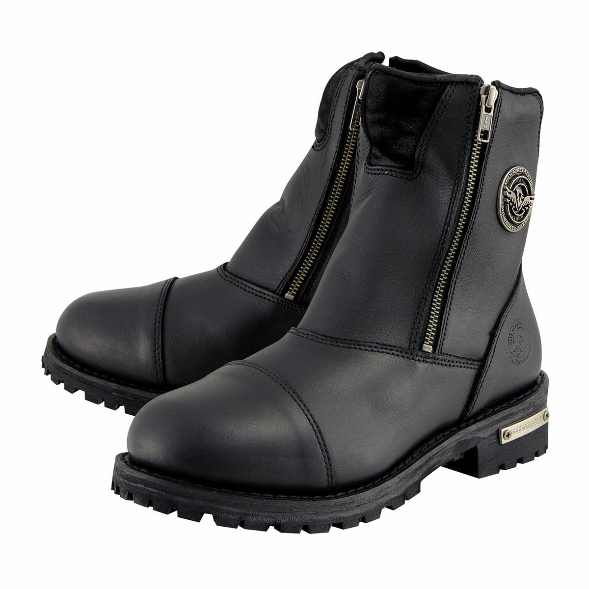 Milwaukee Leather Women's Black Premium Leather Motorcycle Boots - Double Sided Zipper, Comfortable Riding Boots for Harley & Cruiser Bikes (MBL202) | Perfect for Long Rides & Biker Events