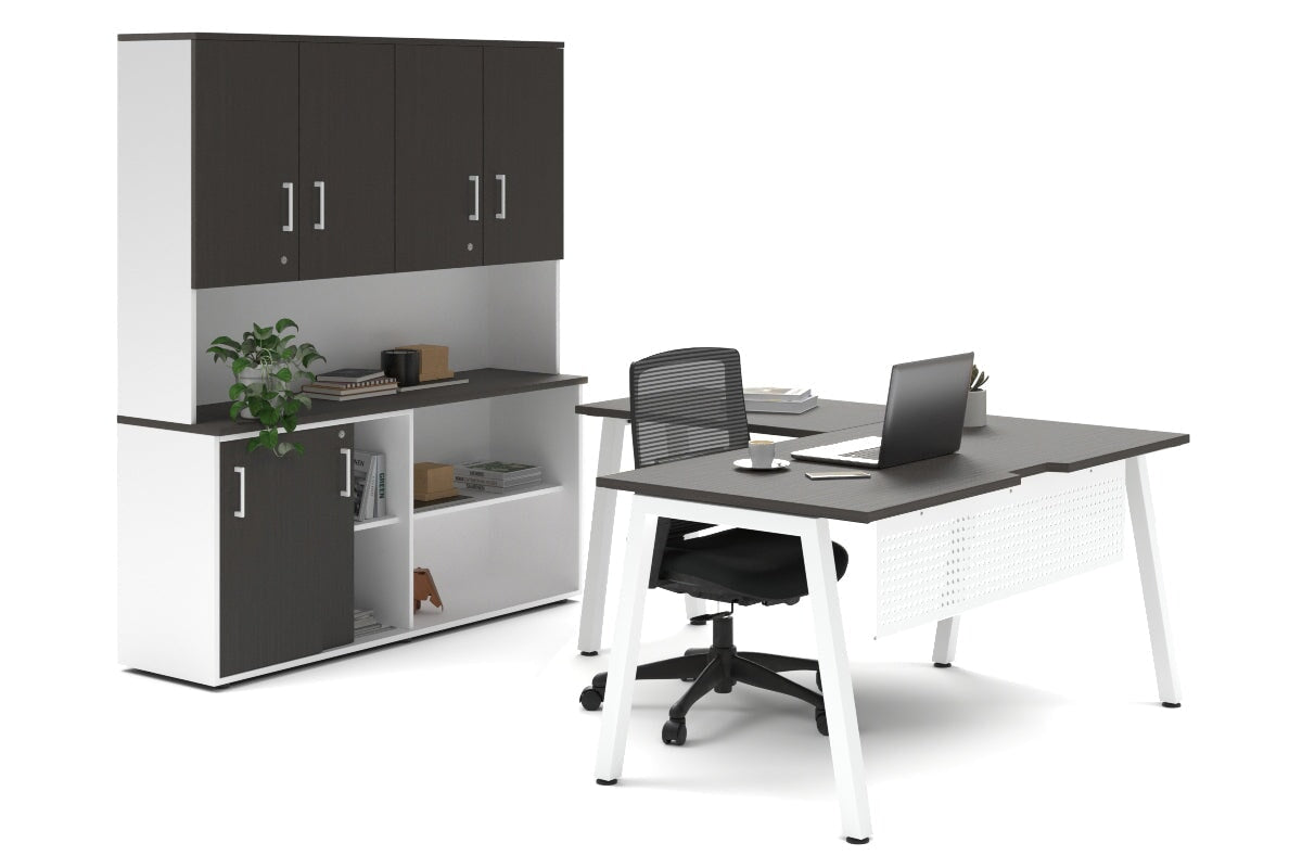 Quadro A Legs L-Shaped Executive Desk with White Legs [1600L x 1700W] - Perfect for Home Office & Modern Workspace Setup
