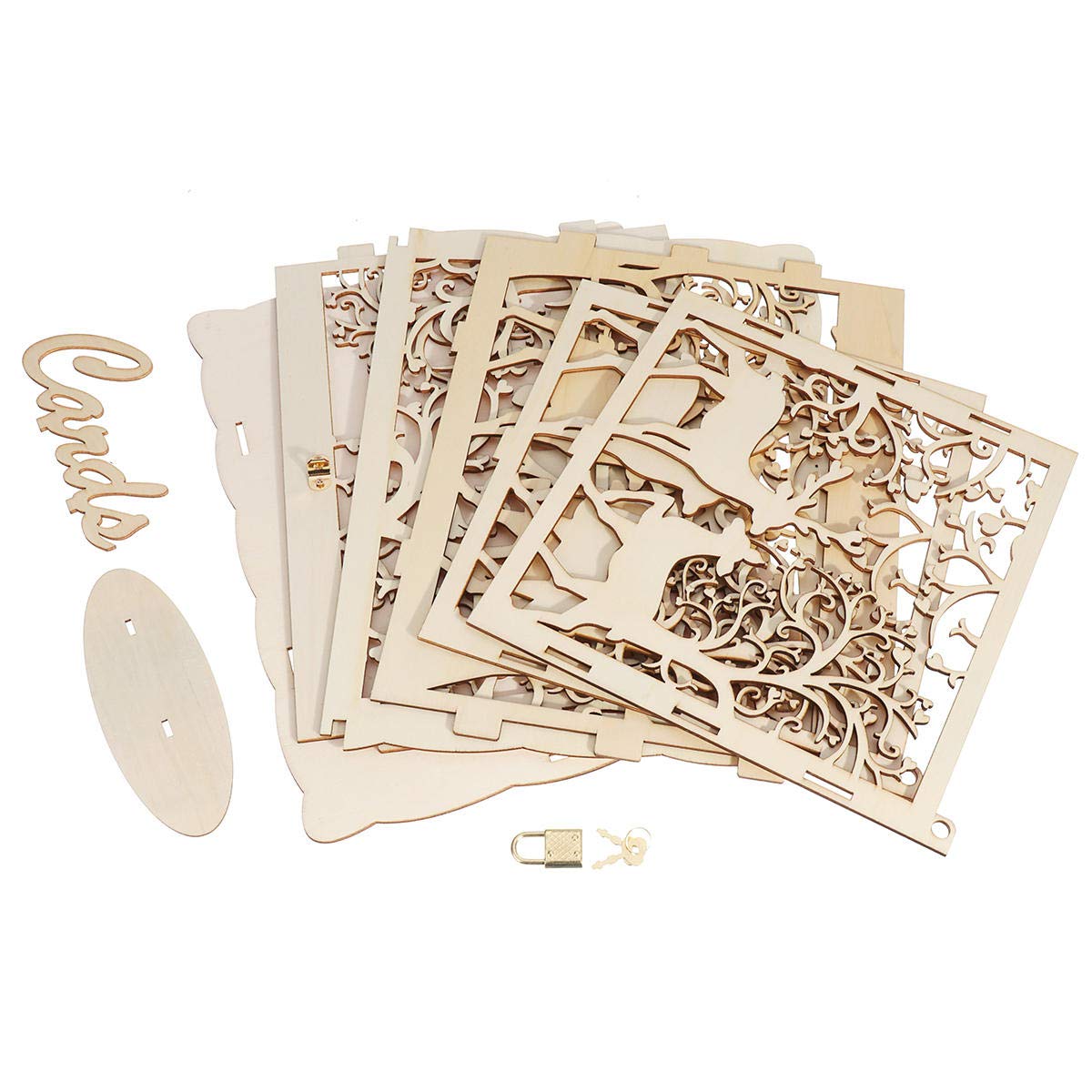 Elegant Wooden Deer Wedding Card Box with Lock - Perfect for Wedding, Birthday, Anniversary Gifts & Money Storage - Romantic Home Decor for Special Occasions