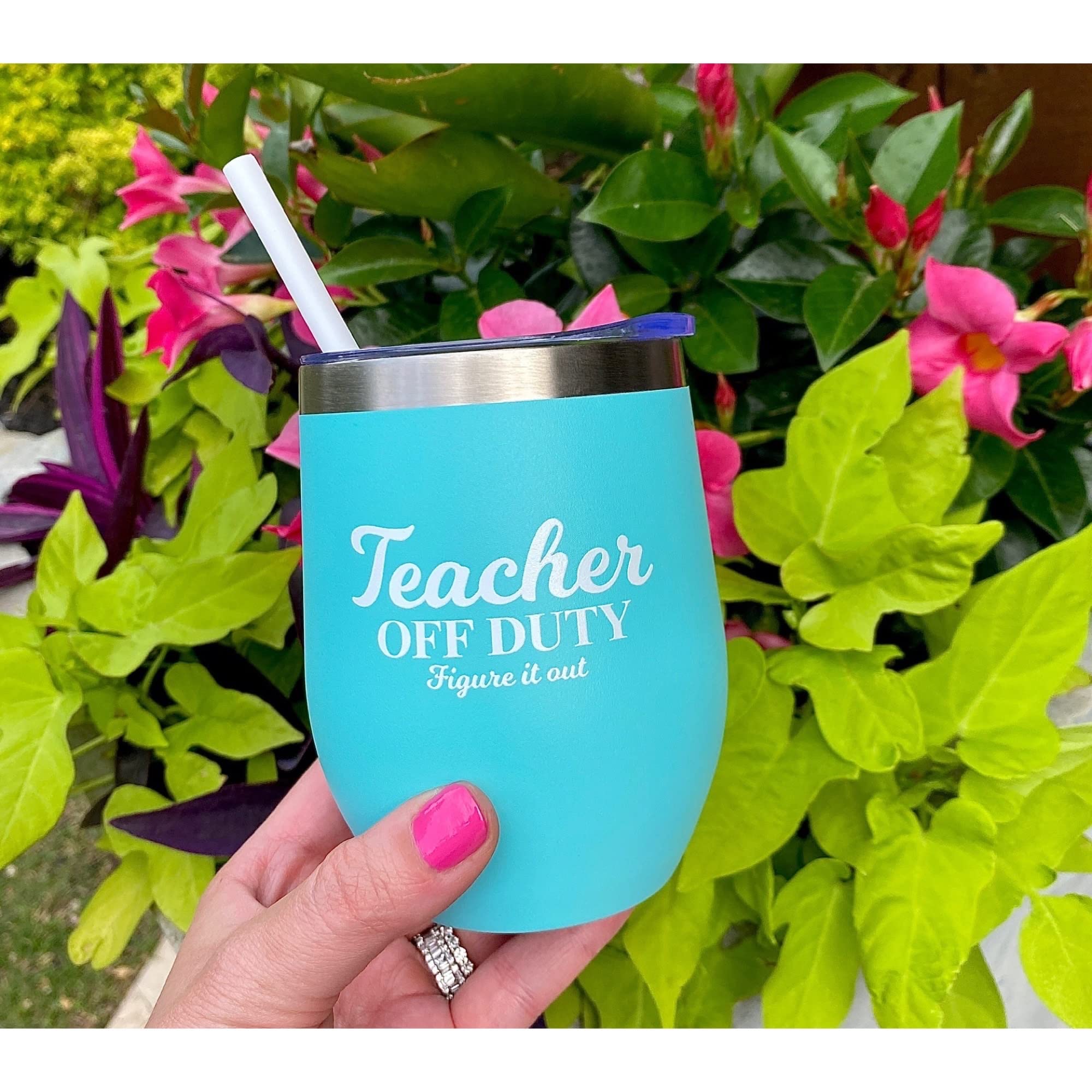 Best Teacher Mint 12oz Tumbler - Teacher Off Duty Cocktail Tumbler, Perfect Student Gift for Teacher Appreciation, End of Year Gift, Ideal for Classroom, Home, or Outdoor Use