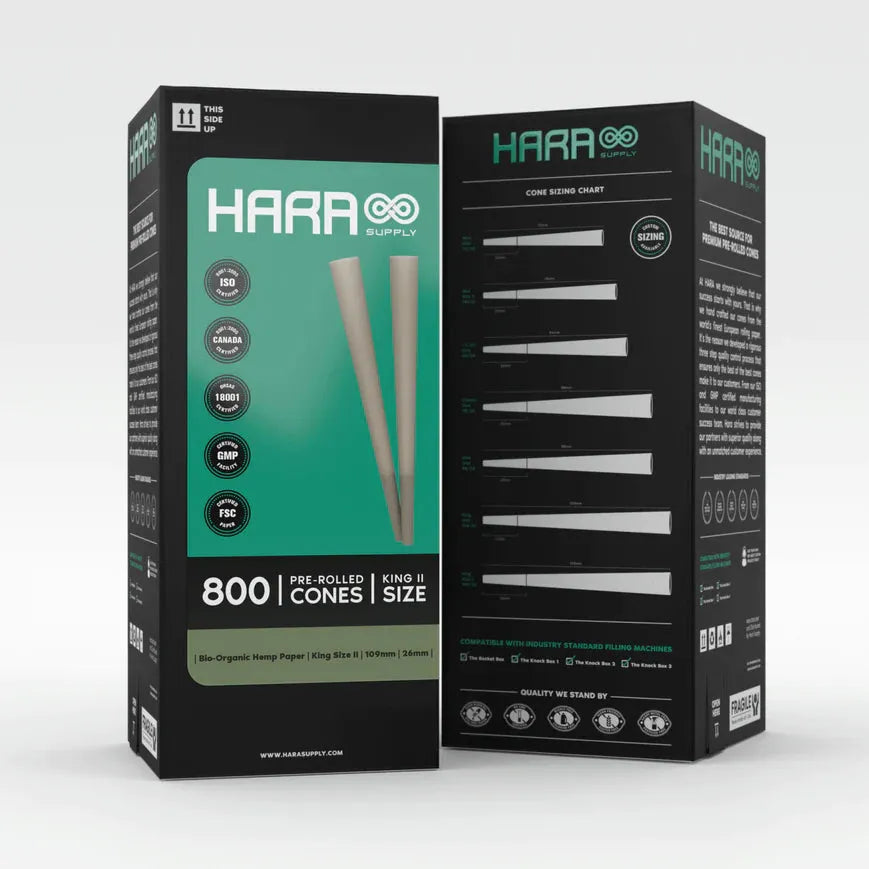 Hara Supply King Size 109/26 Pre Rolled Cones - 100% Natural Hemp Rolling Papers for Perfect Joints - Ideal for Smoking Herbs, Tobacco & CBD - Great for Home Use, Parties & Relaxation