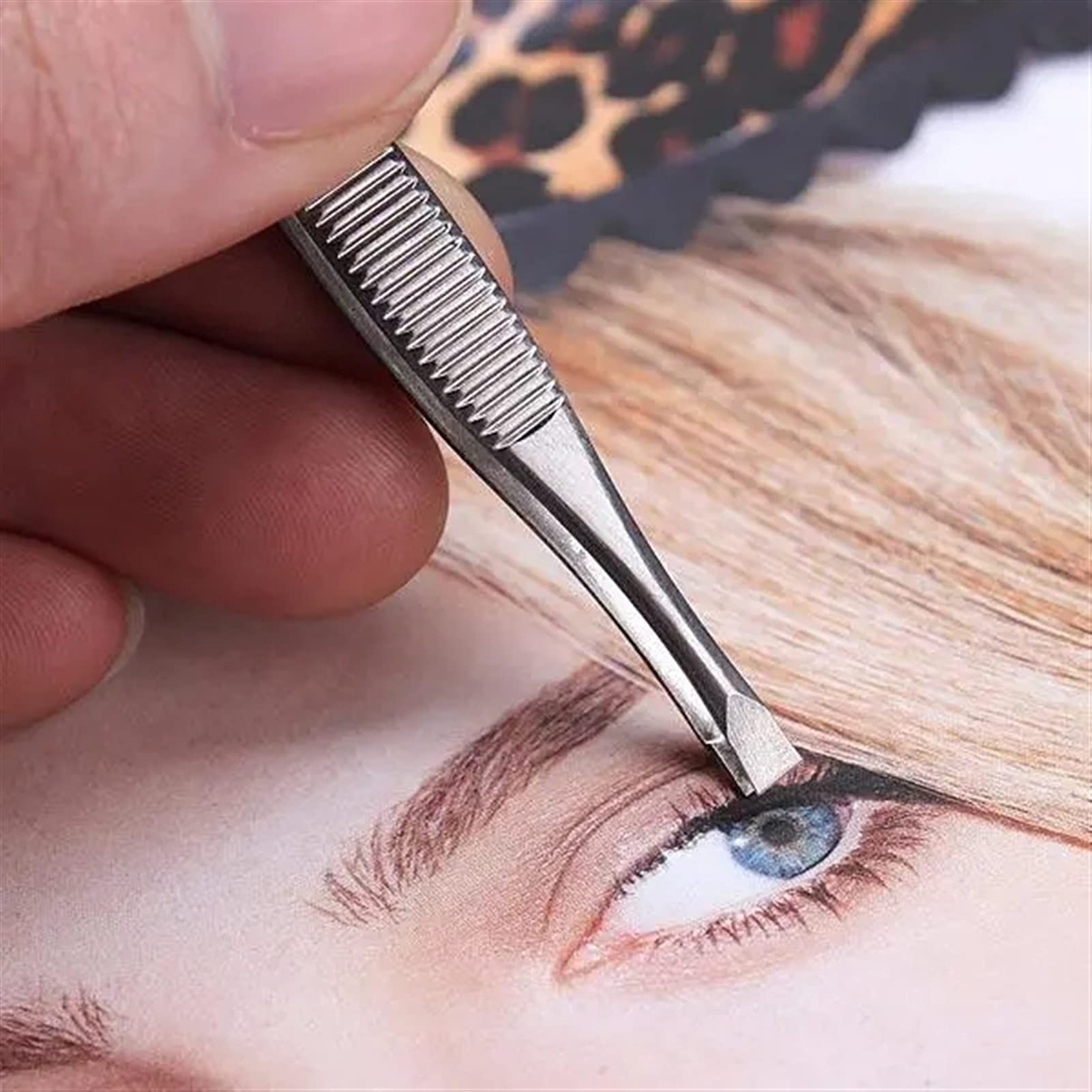 Stainless Steel Eyebrow Tweezers - Ultra Thin Precision Hair Removal Tool for Eyebrows, Facial Hair & Splinters - Perfect for Grooming, Makeup & First Aid Kits