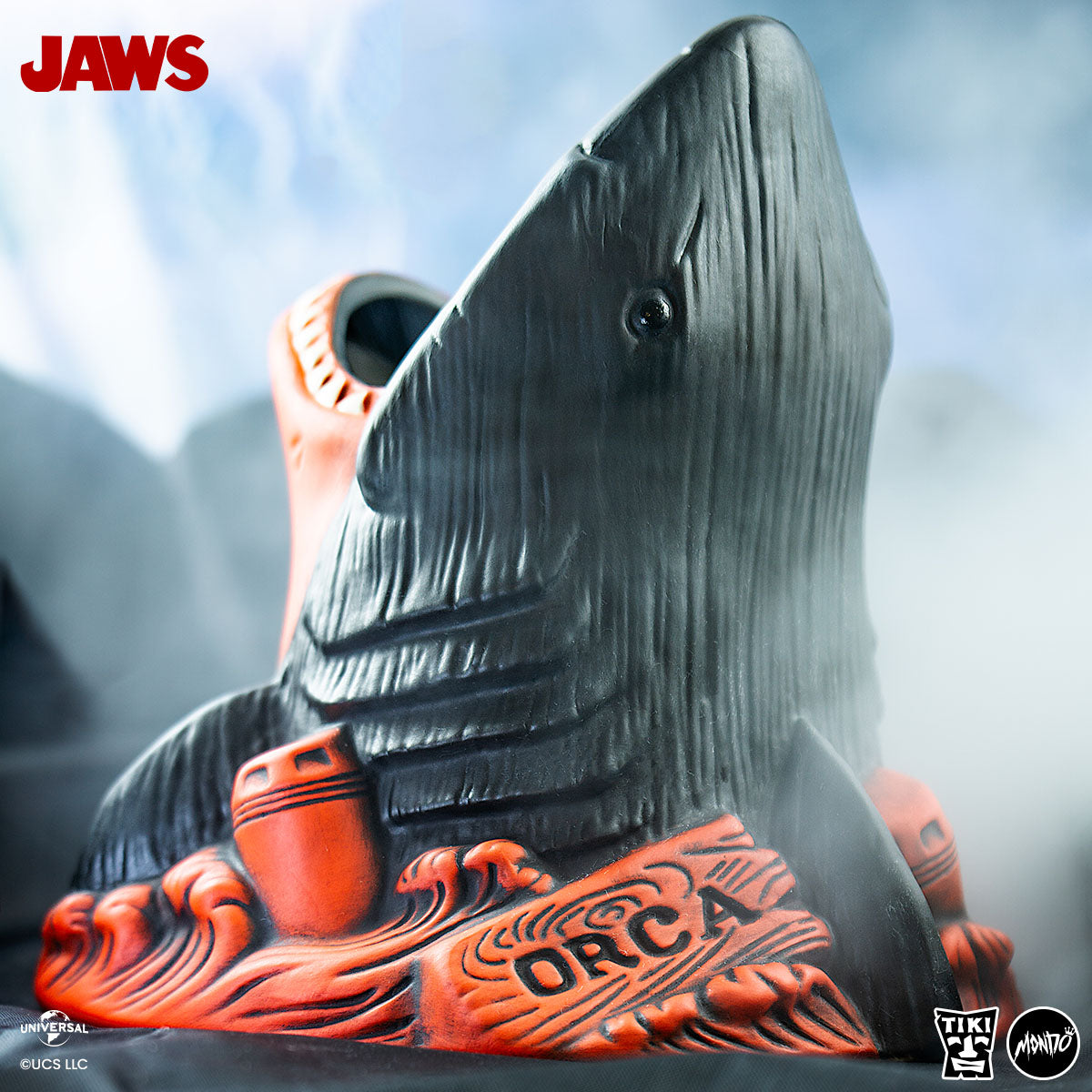 Jaws Tiki Get Out of the Water Variant - Red & Black Collectible Statue for Horror Movie Fans | Perfect for Home Decor, Halloween Party & Movie Themed Gifts