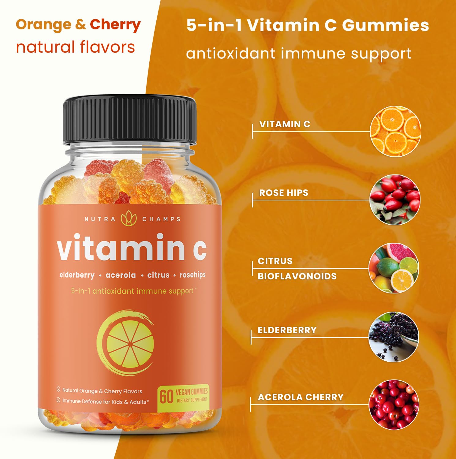 NutraChamps Vitamin C Gummies & Immune Support Gummies Bundle (4-Pack) - Delicious Immune Boosting Supplement for Kids & Adults - Perfect for Daily Wellness, Cold Season Protection & Travel Health