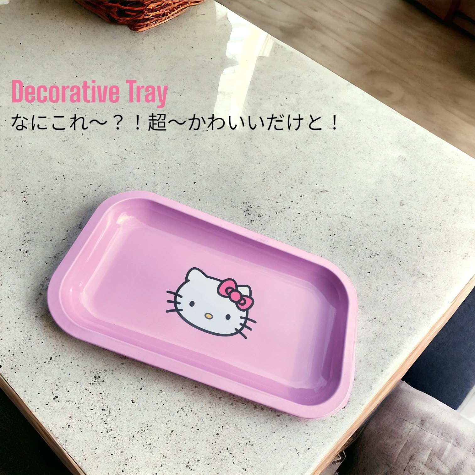 Anime Pink Rolling Tray with Gold Plating - Premium Metal Jewelry Serving Tray for Girls, Decorative Ash Tray & Table Organizer (CAT L) - Perfect for Anime Lovers, Smoking Accessories & Jewelry Display