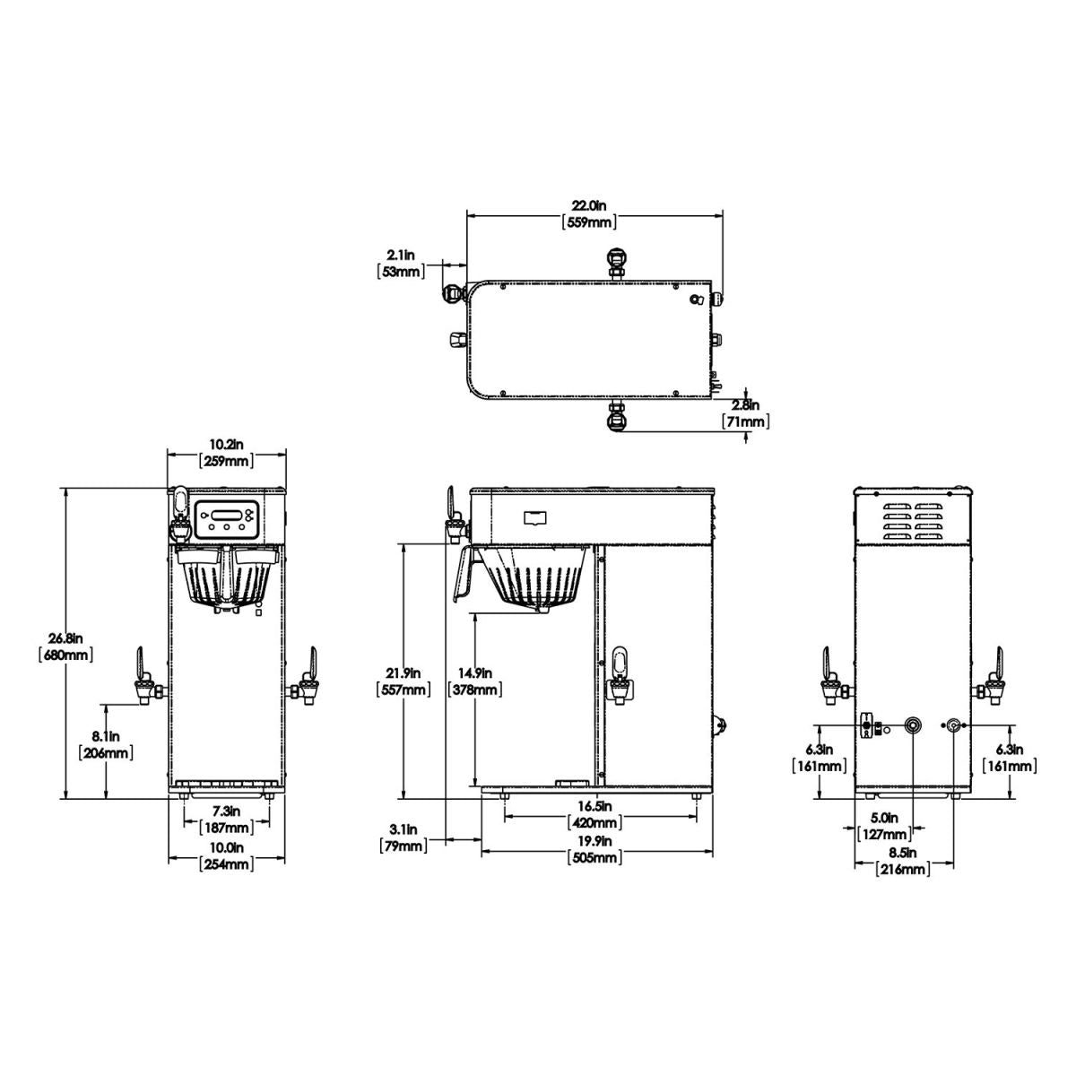 BUNN ICB Infusion Series Commercial Coffee Brewer - Dual Voltage 120V (Model 53100.0100) for Restaurants, Offices & Cafes - Fast Brewing & High Capacity