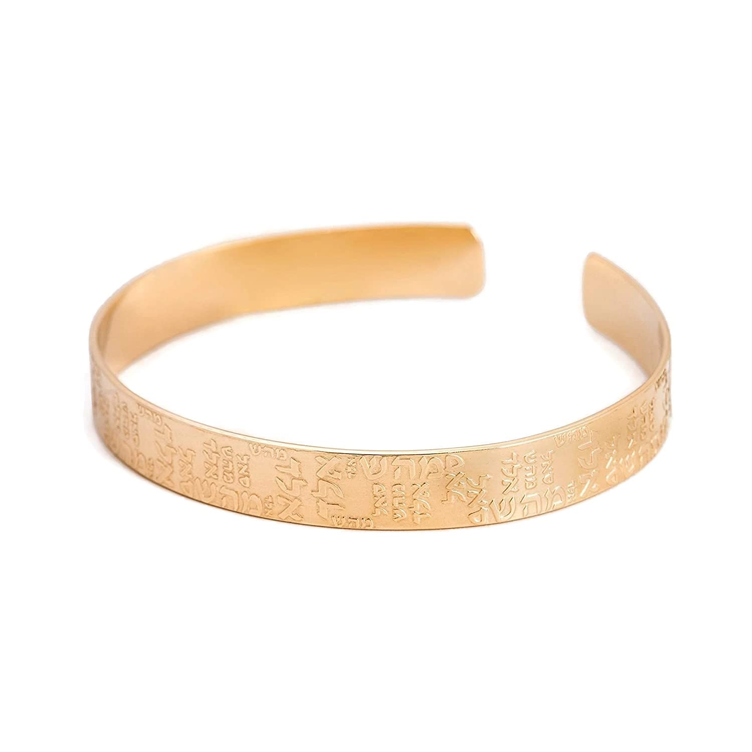 72 Names of God Kabbalah Cuff Bracelet - Gold Plated Open Bangle for Men & Women | Handmade Israeli Spiritual Jewelry | Evil Eye Protection Amulet for Daily Wear & Special Occasions