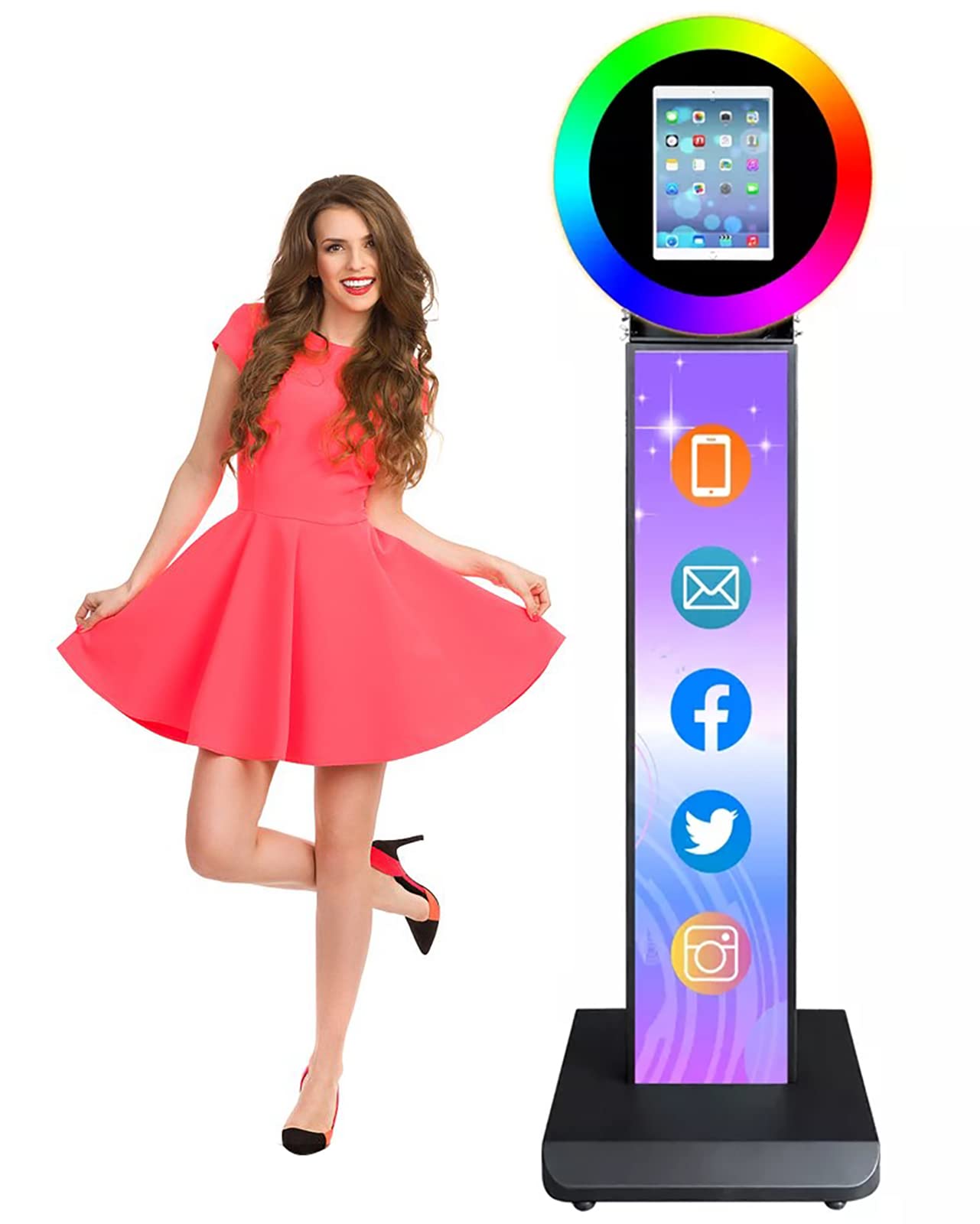 RDYMONKEY iPad Photo Booth Stand with RGB Ring Light - Black Metal Shell for 10.2