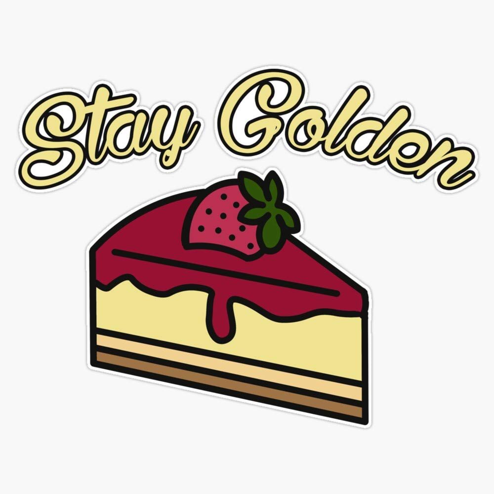 Golden Girls Inspired 'Stay Golden' Cheesecake Dessert Vinyl Bumper Sticker - Waterproof 5 Inch Decal for Cars, Laptops & Tumblers - Fun Gift for Fans