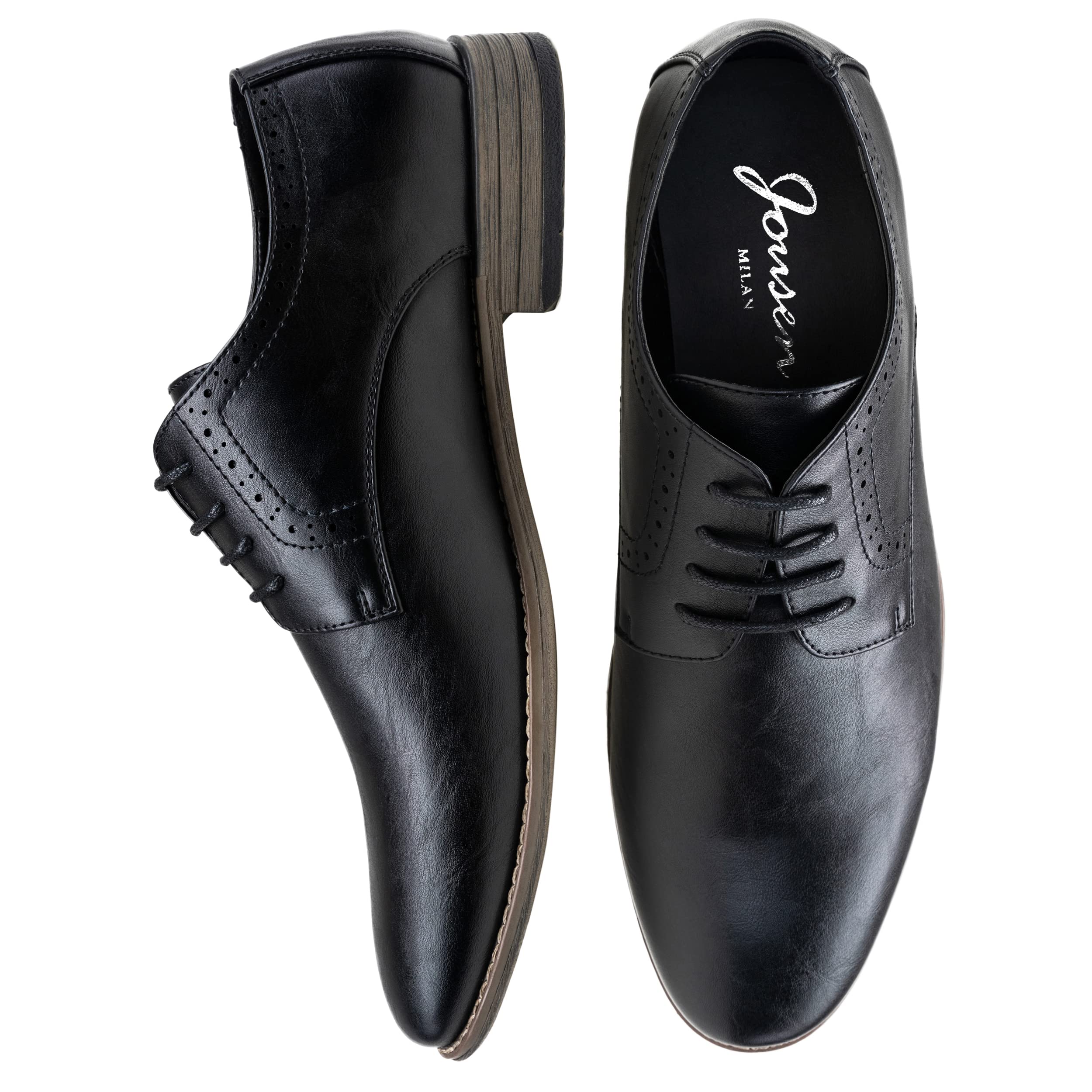 Jousen Men's Oxford Plain Toe Dress Shoes - Classic Formal Derby Shoes for Business, Office & Wedding Occasions