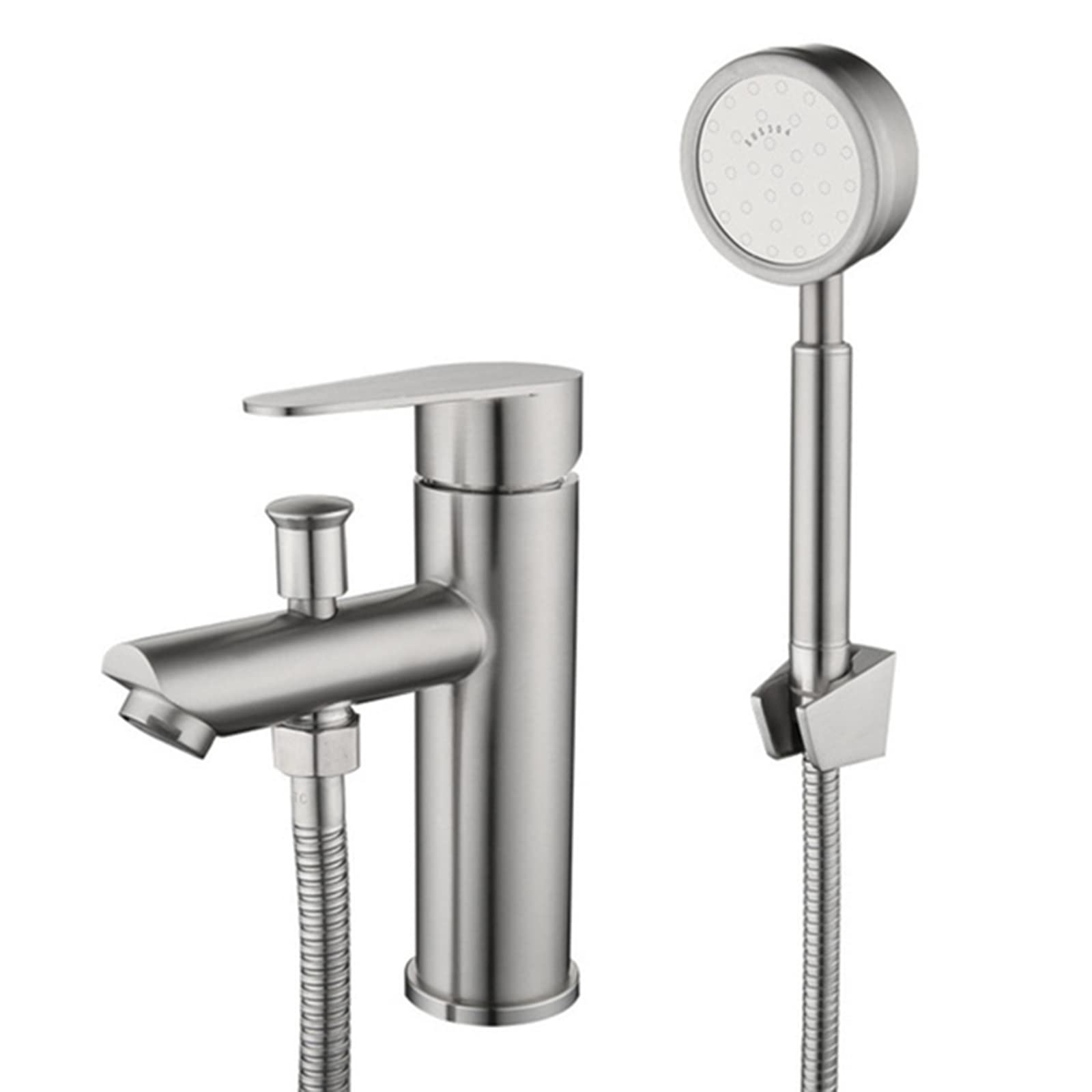 304 Stainless Steel Brushed Single Hole Bathroom Faucet with Handheld Shower Head - Single Handle Hot and Cold Mixer Tap for Bathroom Sink - Perfect for Modern Home, Apartment, and Hotel Renovations