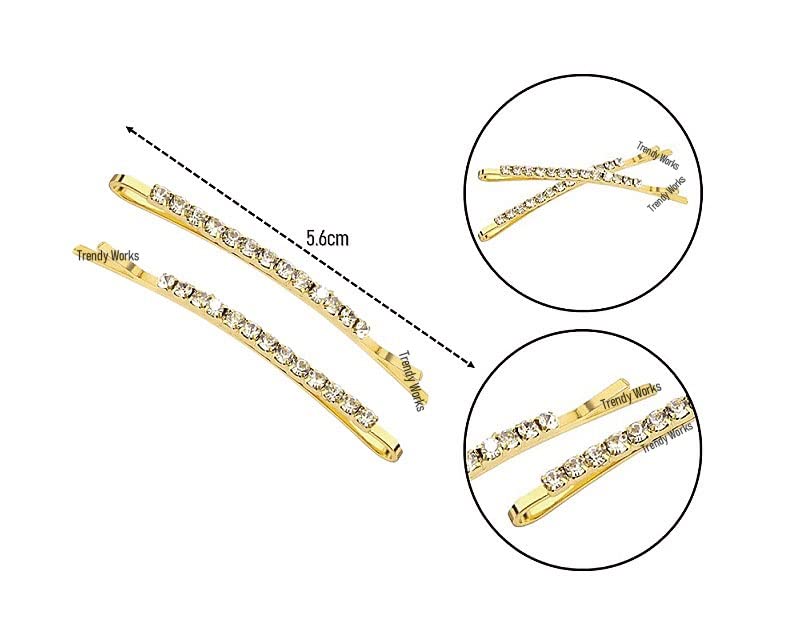 Trendy 6-Piece Rhinestone Hair Clips for Women & Girls - Golden Bobby Pins & Side Hair Slides (5.6cm) - Perfect for Weddings, Parties & Everyday Styling