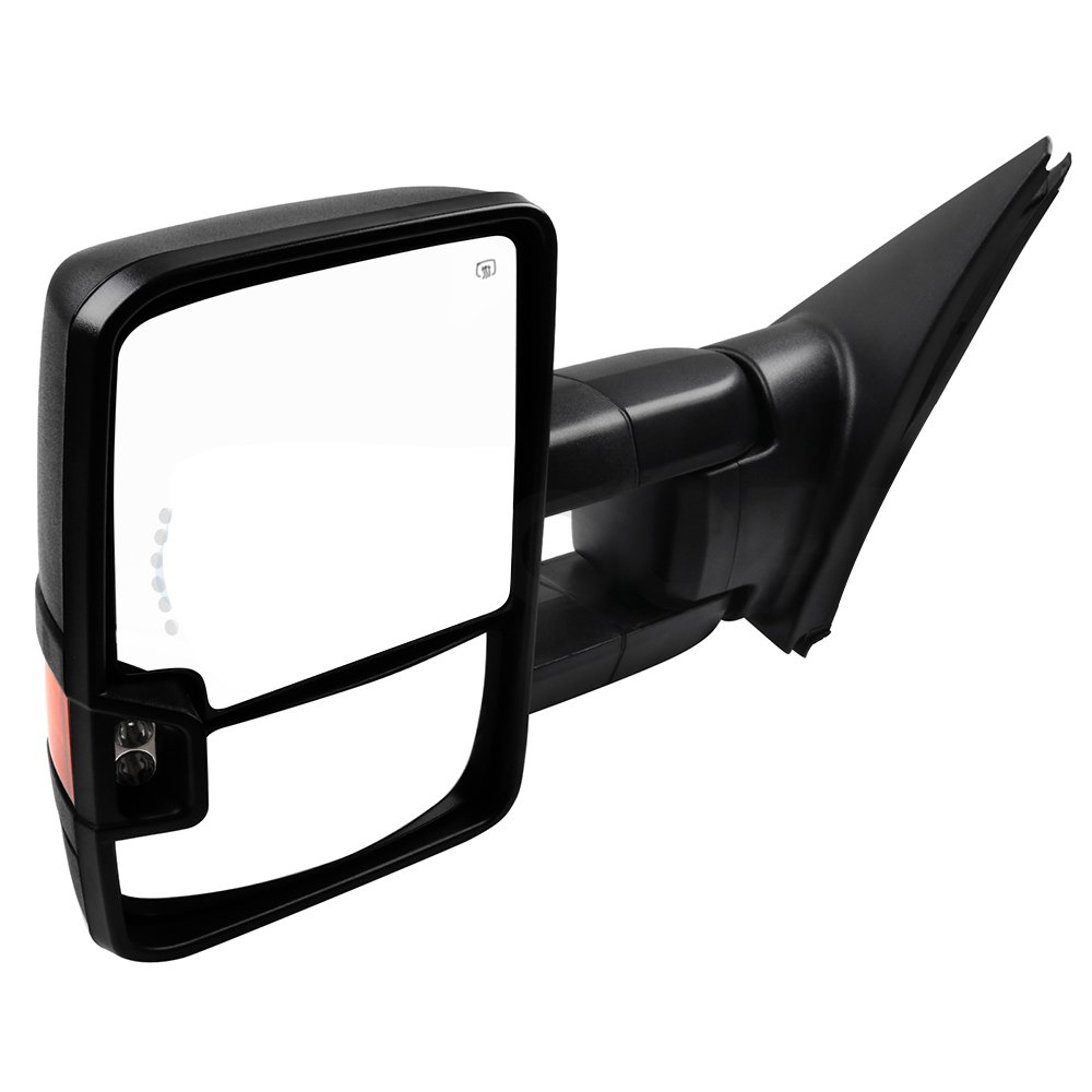 CCiyu Black Towing Mirrors - Power Adjustable Heated with Turn Signal & Auxiliary Light - Compatible with 2007-2017 Toyota Tundra (LH Left & RH Right) - Perfect for Enhanced Visibility & Safe Towing/Trailer Use
