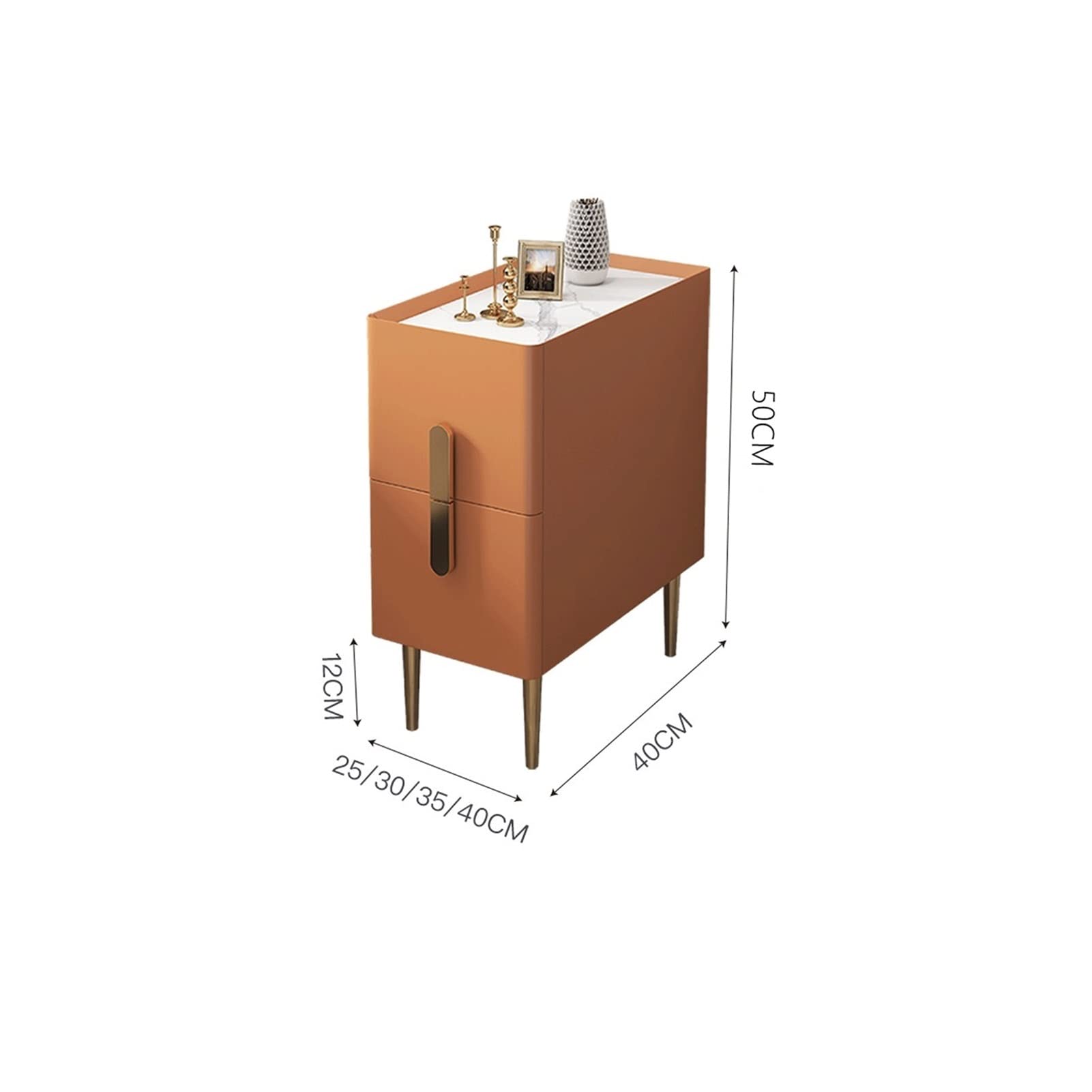 Luxury Wood Nightstand with Storage - 15.8 Inch Modern Bedside Table for Bedroom, Orange Finish | Perfect for Small Spaces, Guest Rooms & Apartment Living