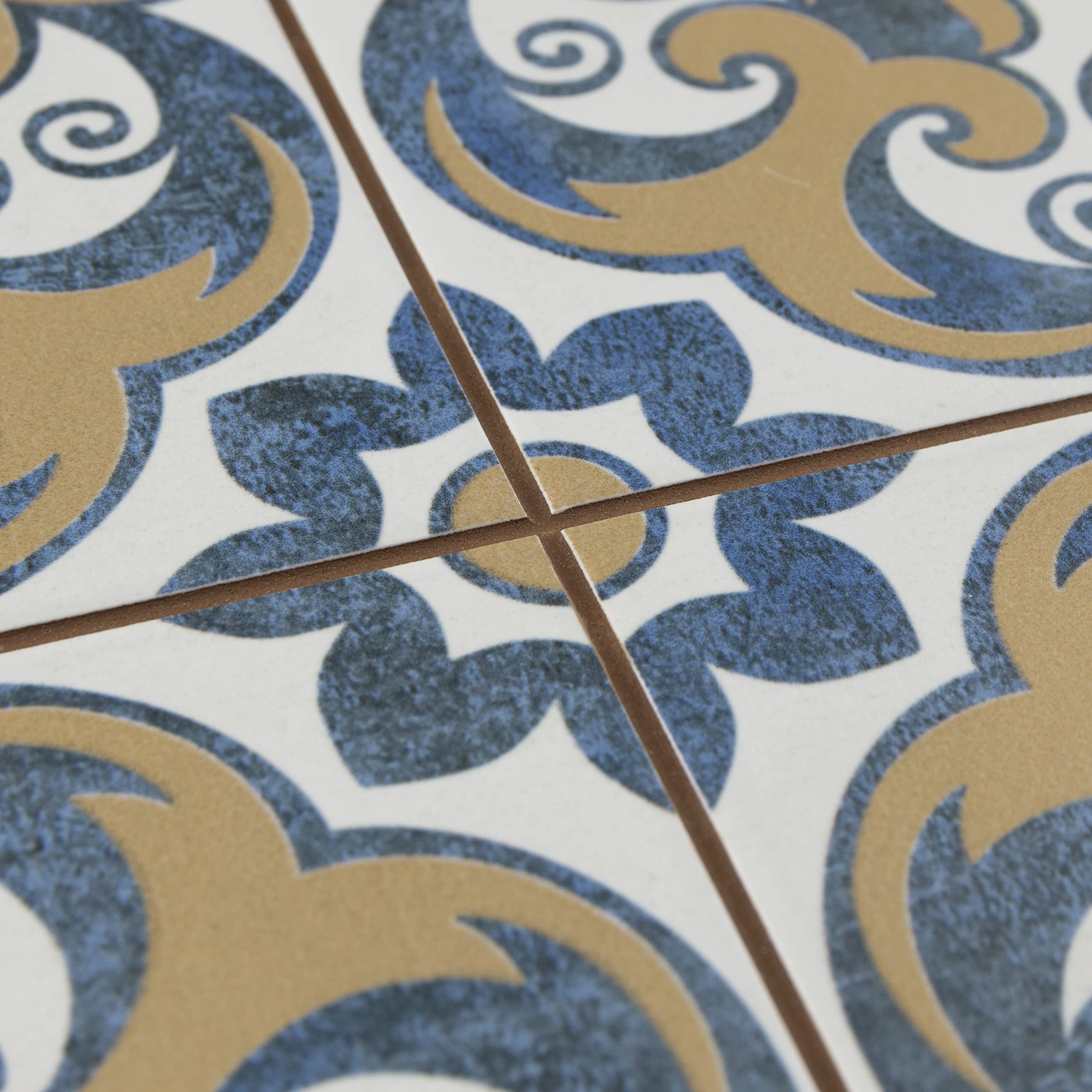 Merola Tile Harmonia Royal Bloom 13x13 Inch Ceramic Floor and Wall Tile - Perfect for Bathroom, Kitchen Backsplash & Living Room Decor