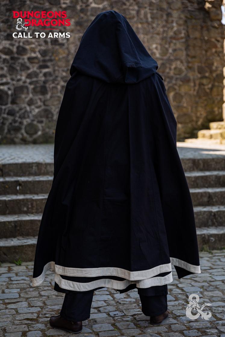Dungeons & Dragons Wizard Cape - Black & Natural Costume Cloak for Cosplay, LARP & Fantasy Roleplaying Games