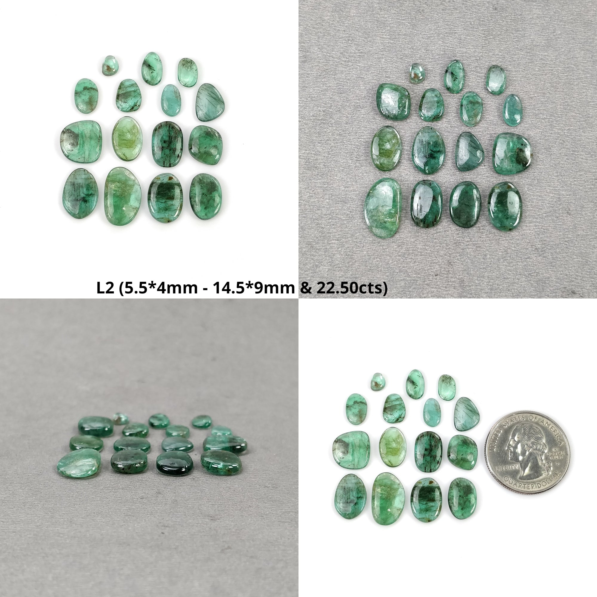 Natural Untreated Green Emerald Gemstone Cabochon - 11pcs, 15pcs, 16pcs | Raw Uneven Shape for Jewelry Making, Wire Wrapping & Healing Crystals Collection