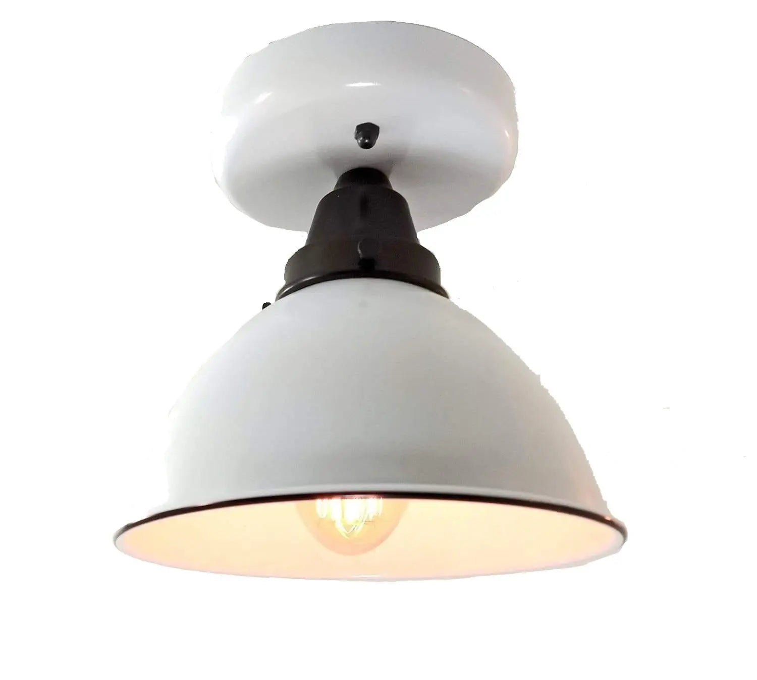 Modern Farmhouse Ceiling Light Fixture - White Enamel Finish - Rustic Chandelier for Dining Room, Kitchen, or Bedroom Lighting