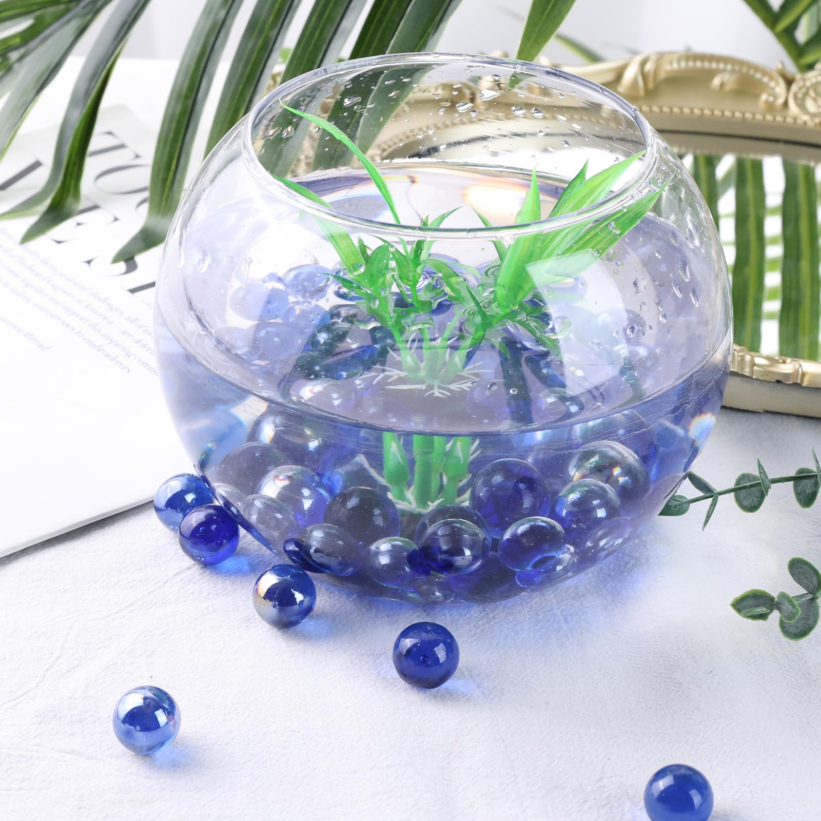 DomeStar 1LB Bulk Glass Marbles - 0.63 Inch Blue Vase Fillers, Ocean Theme Glass Beads for Home Decor | Perfect for Vase Centerpieces, Wedding Decorations & DIY Crafts