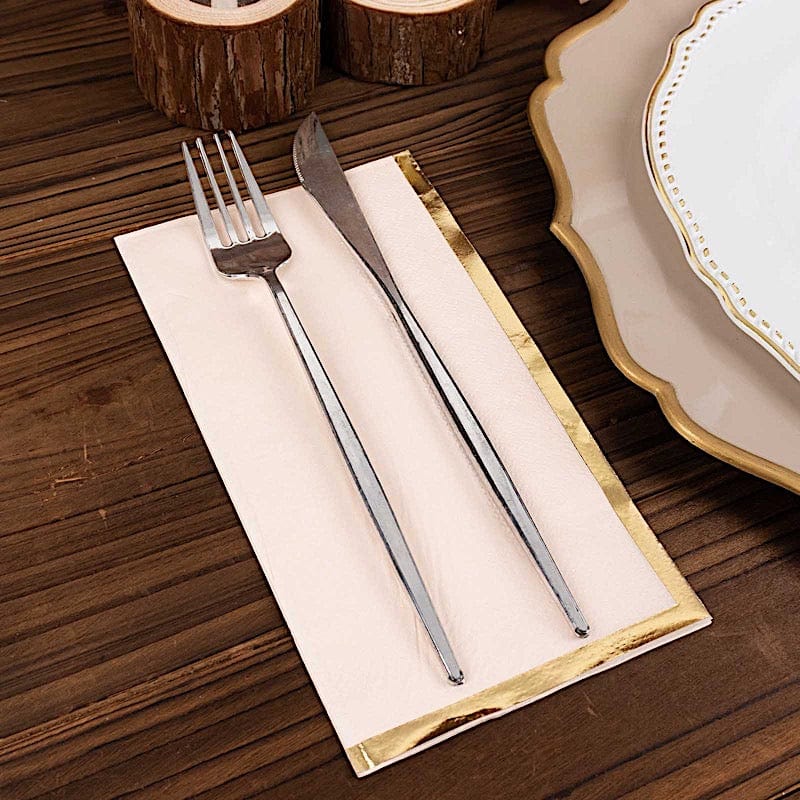 50 Premium Soft 2-Ply Dinner Napkins with Elegant Gold Foil Edge - Perfect for Weddings, Parties & Fine Dining Table Settings