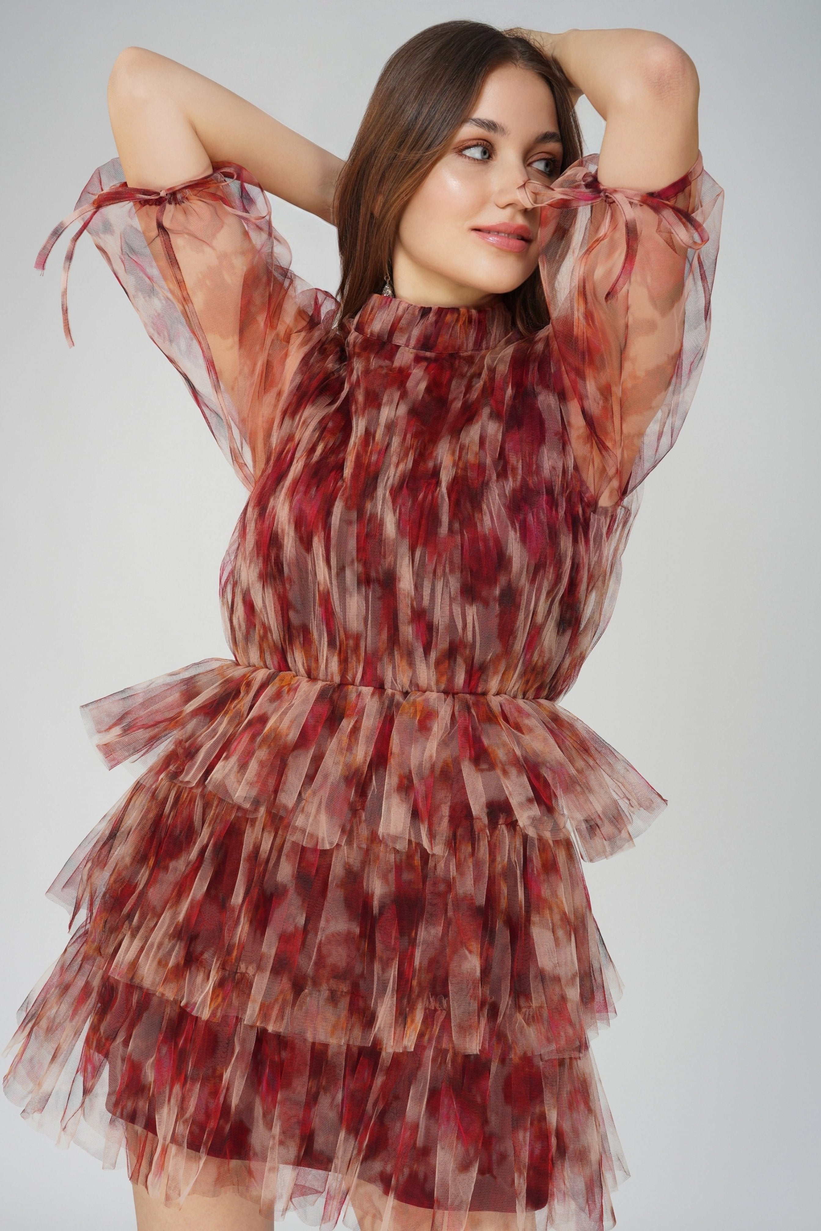 Nalani Rose Floral Mini Dress for Women - Summer Boho Flowy Short Dress with V-Neck & Ruffle Sleeves - Perfect for Beach Vacation, Party, and Date Night