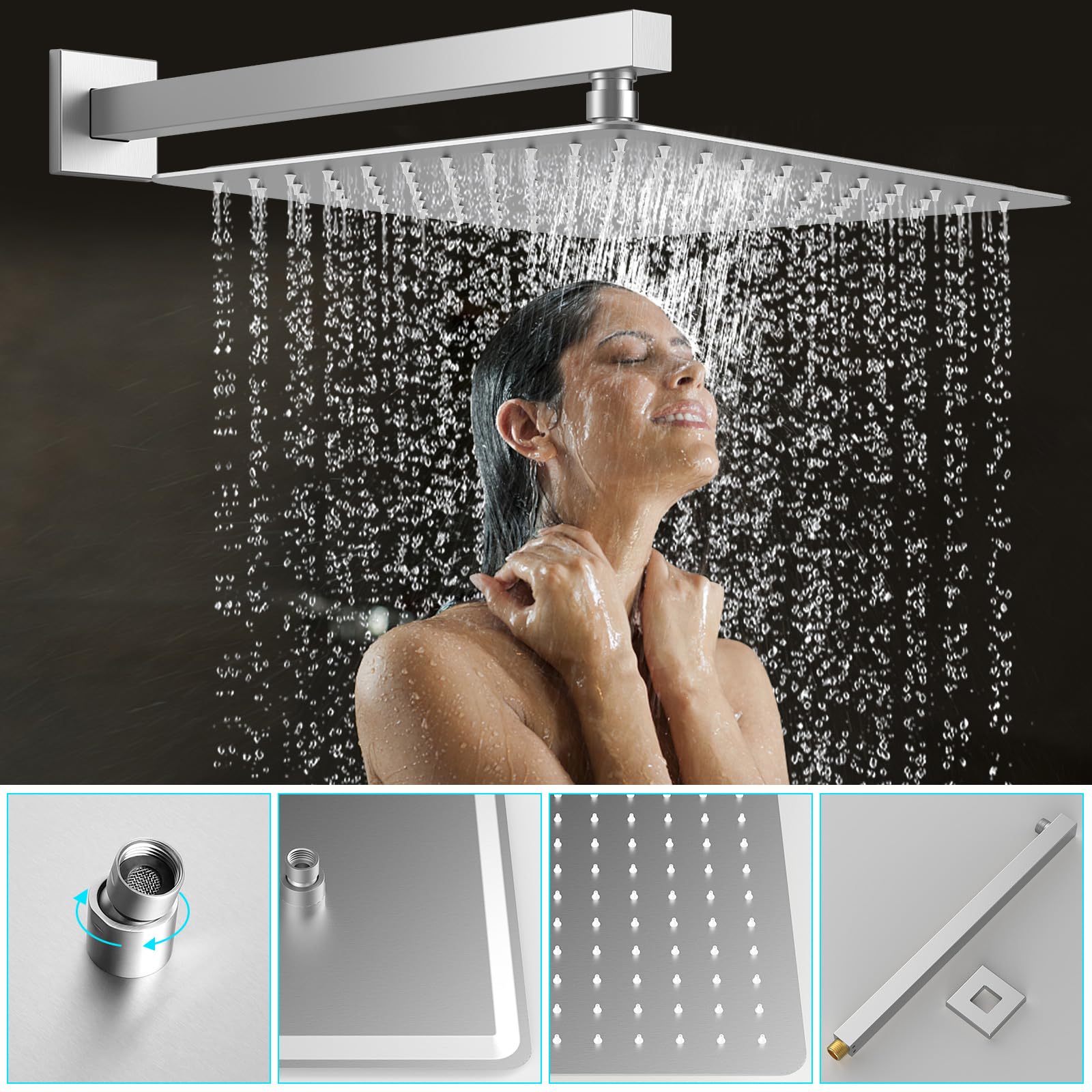 Modern Brass Rain Shower System Set - 12