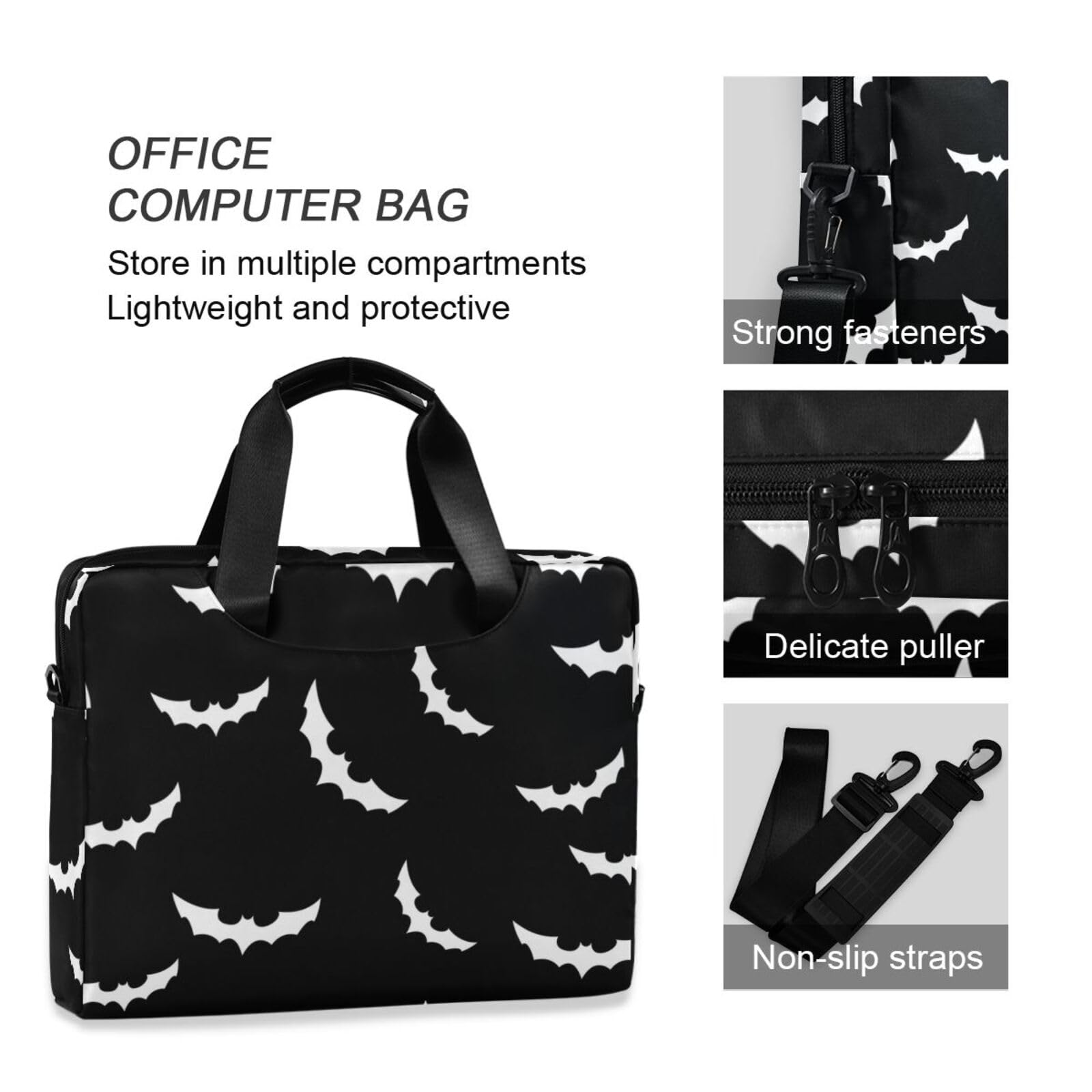 Gothic Bats Halloween Laptop Sleeve 15.6 Inch - Waterproof Computer Briefcase for Women & Men - Perfect for Work, School & Travel