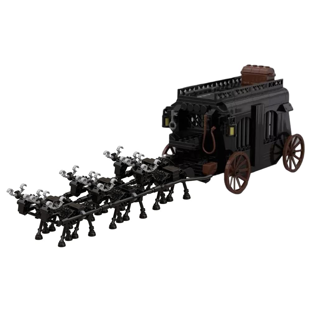 Medieval Prisoner Carriage Building Kit - 354pcs Skeleton Ghost Wagon Transport Vehicle Model Set for Adults & Kids | Halloween & Christmas Gift | Creative Construction Blocks for Home Decor & Role Play Scenes