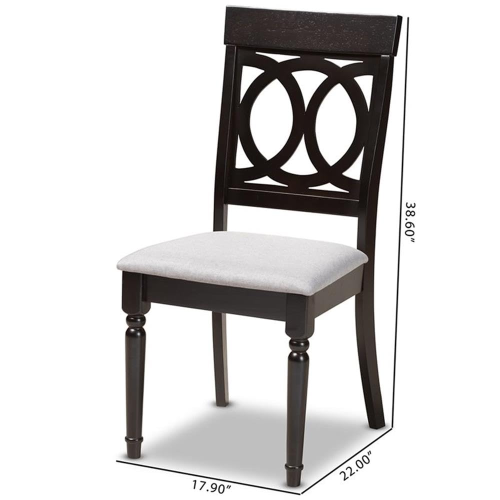 Baxton Studio Lucie Wood Dining Chair Set of 4 - Modern Gray & Espresso Finish - Perfect for Kitchen, Dining Room, and Home Office