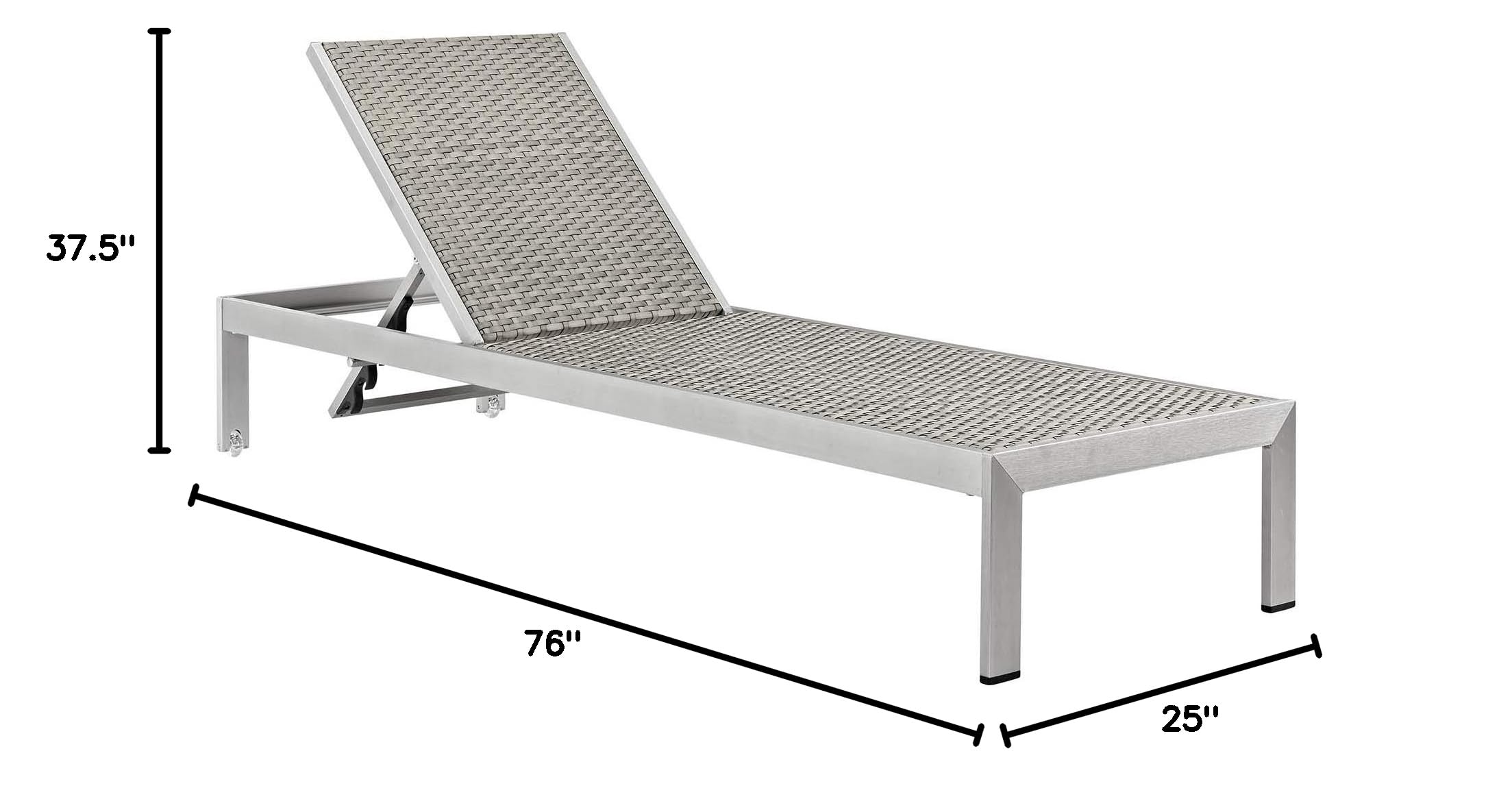 Modway EEI-4501-SLV-NAV Silver Navy Aluminum Outdoor Chaise Lounge - Patio Furniture for Poolside, Beach & Backyard Relaxation