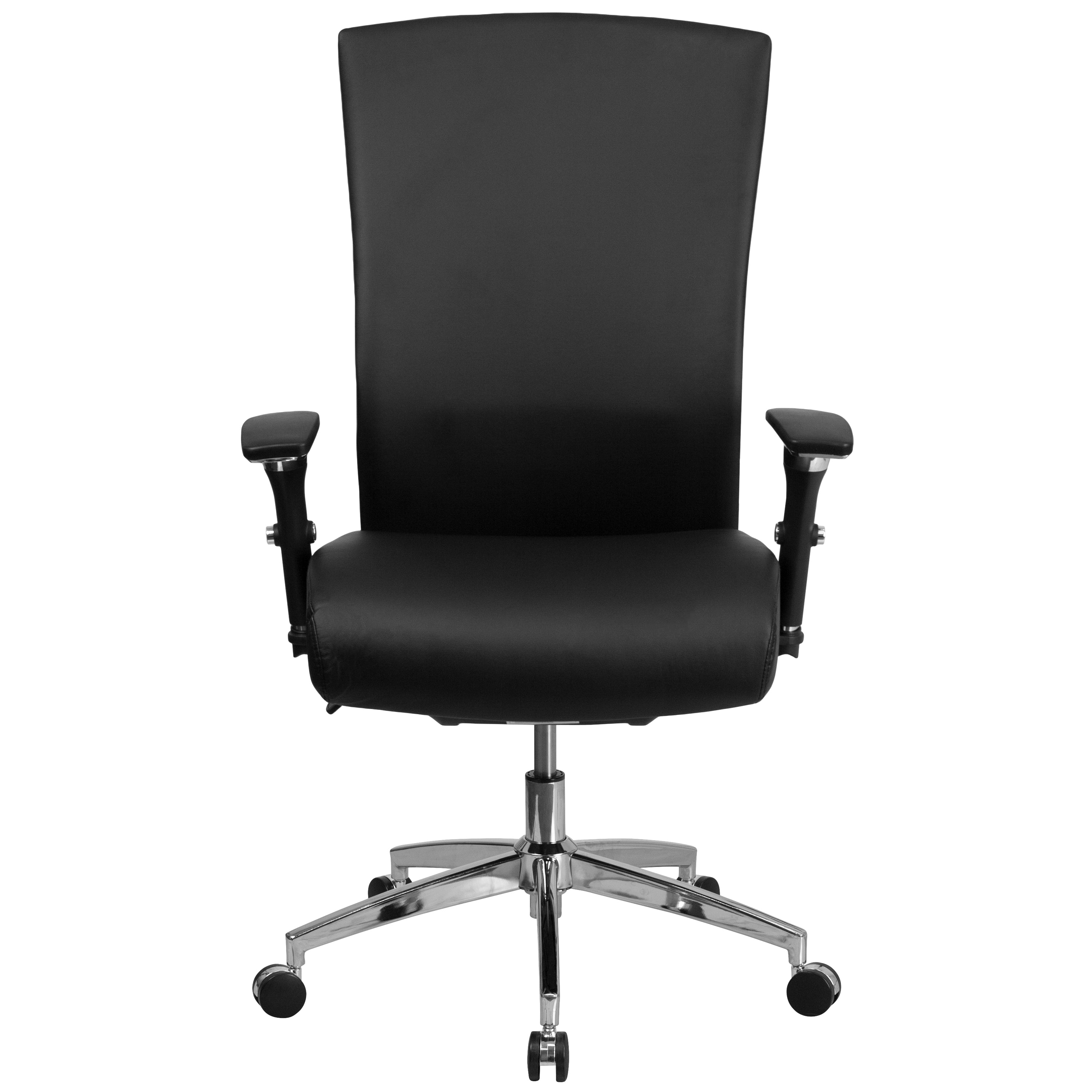 FLASH HERCULES Series 24/7 Heavy Duty 300 lb. Capacity Black LeatherSoft Ergonomic Office Chair with Seat Slider - Perfect for Long Work Hours, Gaming & Home Office Use