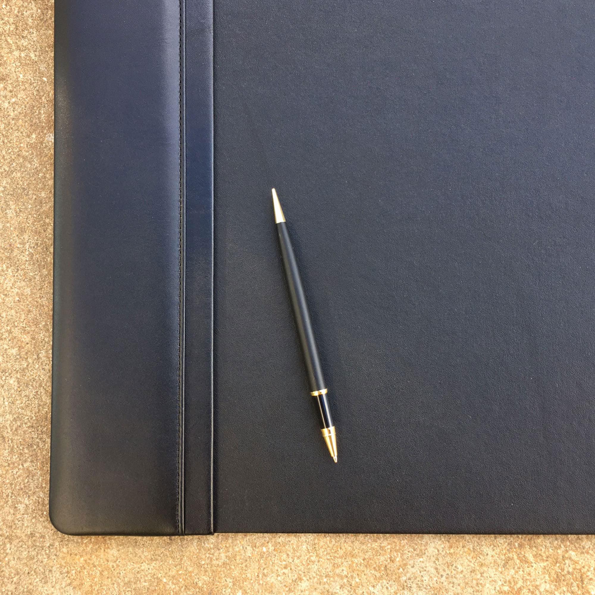 Dacasso Black Leather Desk Pad 38x24 Inch - Office Desk Protector for Work & Study