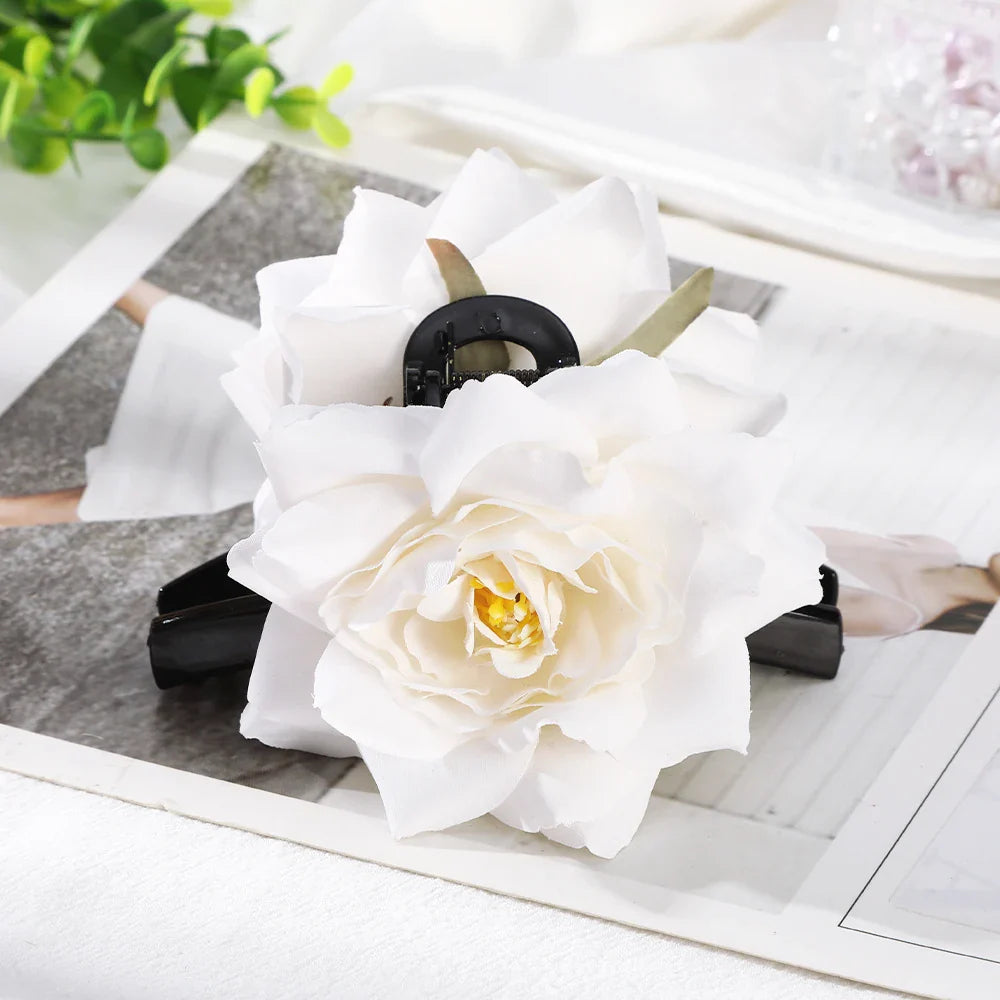 Haimeikang Large Flower Hair Clips for Women - Thick Hair Barrettes, Crab Claw Hairpins, Summer Fashion Hair Accessories for Weddings, Parties, and Everyday Wear