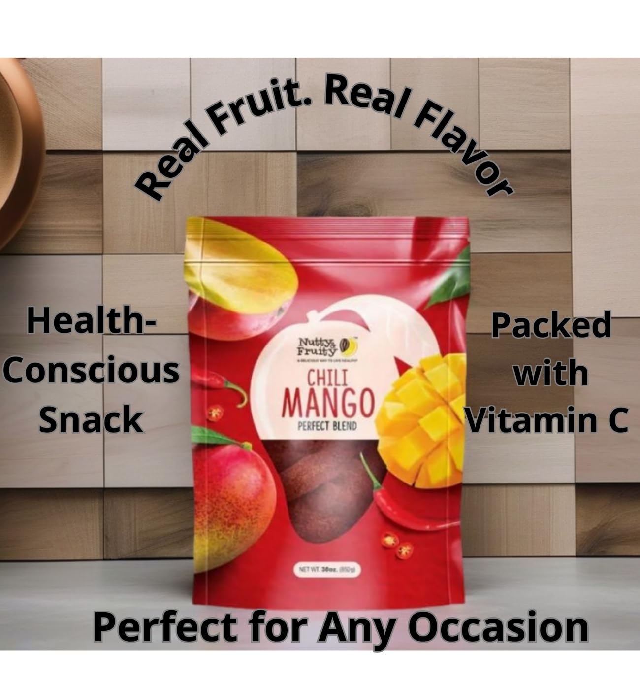Spicy Dried Mango Slices - Hot Chili Mango Snack, 30oz Resealable Bag | Gluten-Free, Non-GMO, No Artificial Colors | Rich in Vitamin C | Perfect for Office Snacks, Road Trips & Healthy On-The-Go Treats