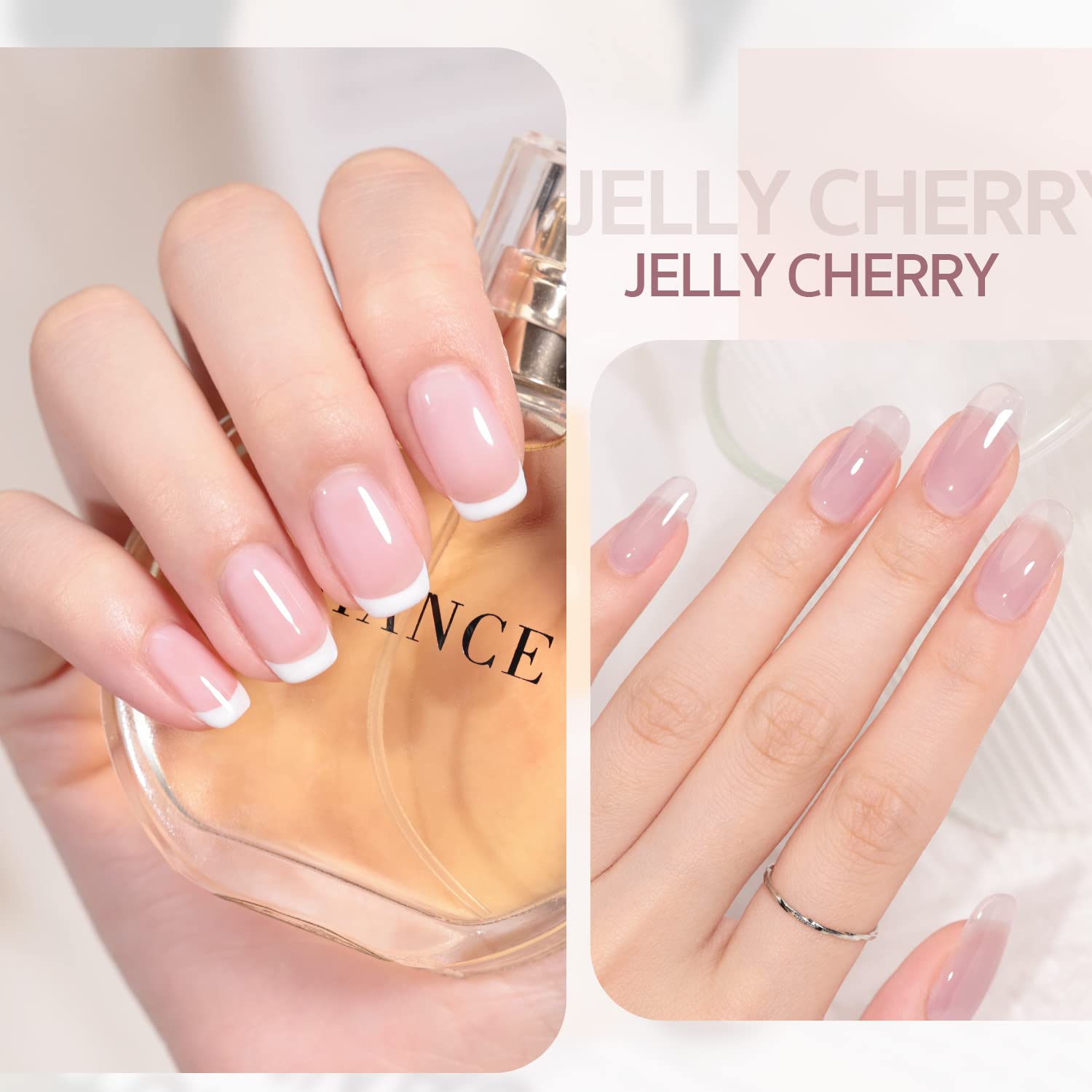 GAOY 15 Pcs Jelly Nude Gel Nail Polish Kit - Transparent Pink Colors with Glossy & Matte Top Coat, Base Coat for DIY Nail Art | Perfect for Home Manicure, Pedicure & Professional Salon Use