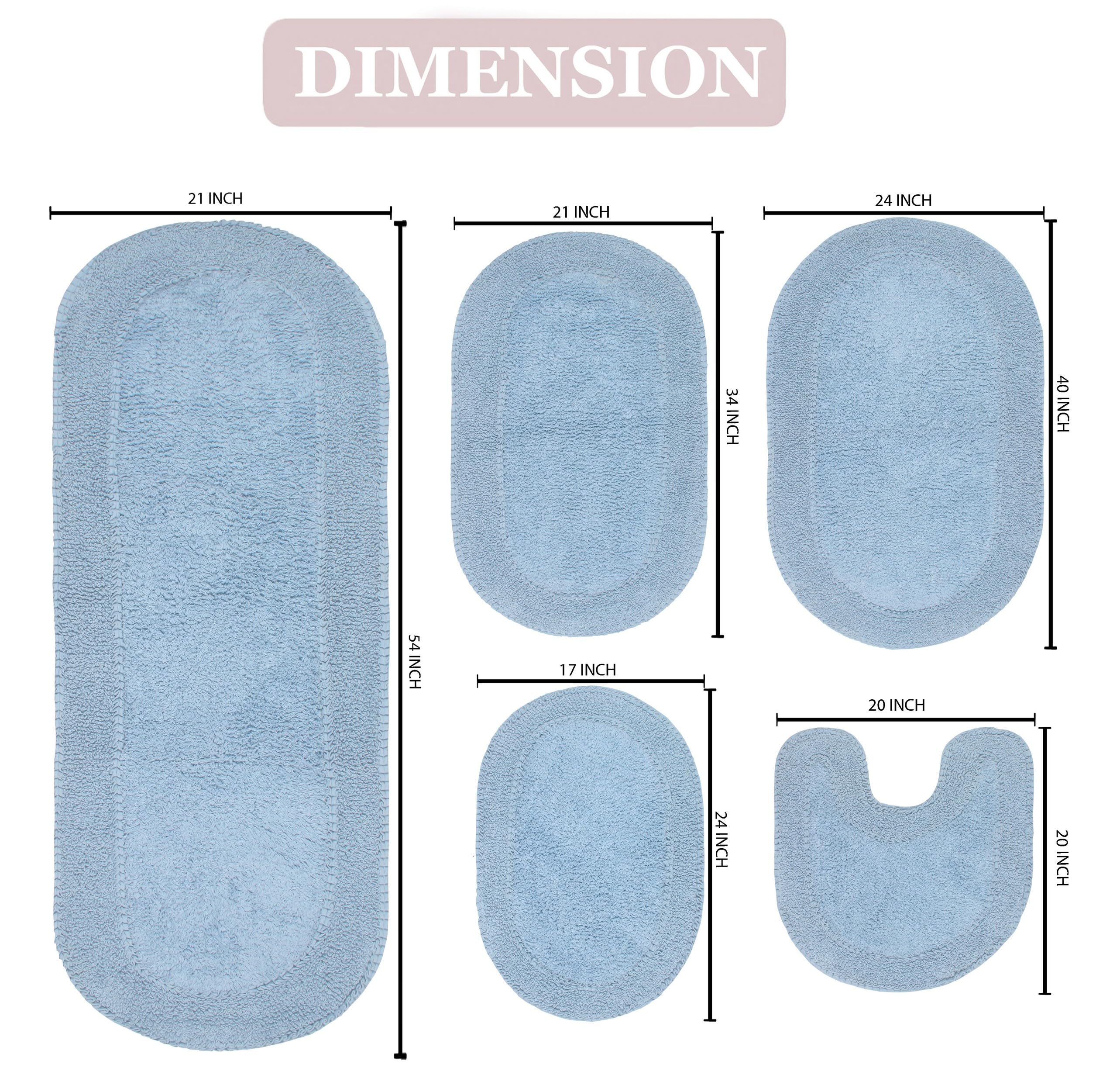 Home Weavers Double Ruffle 100% Cotton Bathroom Rugs Set - Ultra Soft, Absorbent & Washable Non-Slip Bath Mat for Bathroom & Kitchen - 17