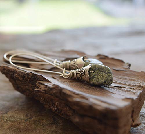Natural Stone Earrings for Women - Elegant Long Hook Dangle Earrings for Boho, Party & Everyday Wear