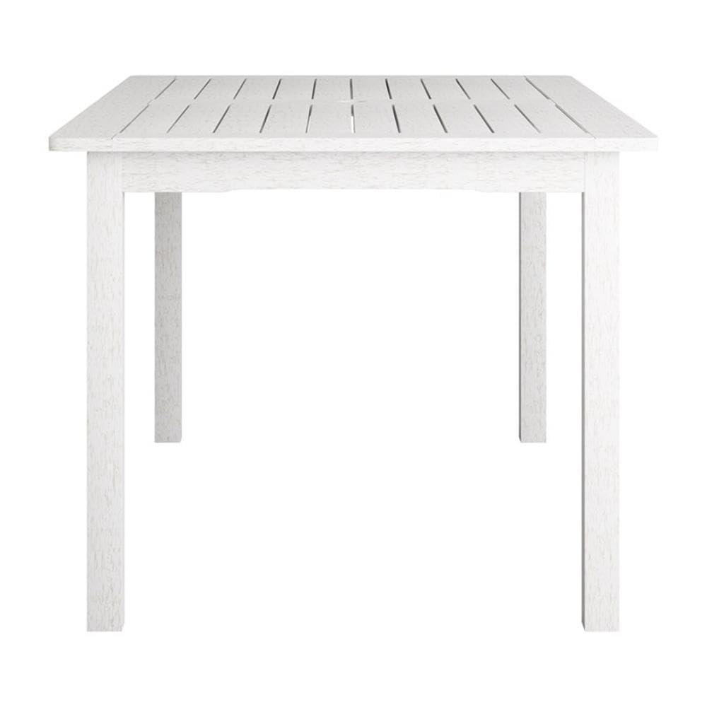 Miramar Contemporary White Washed Wood Rectangular Outdoor Dining Table - Patio, Garden, Backyard Furniture for Entertaining & Al Fresco Dining