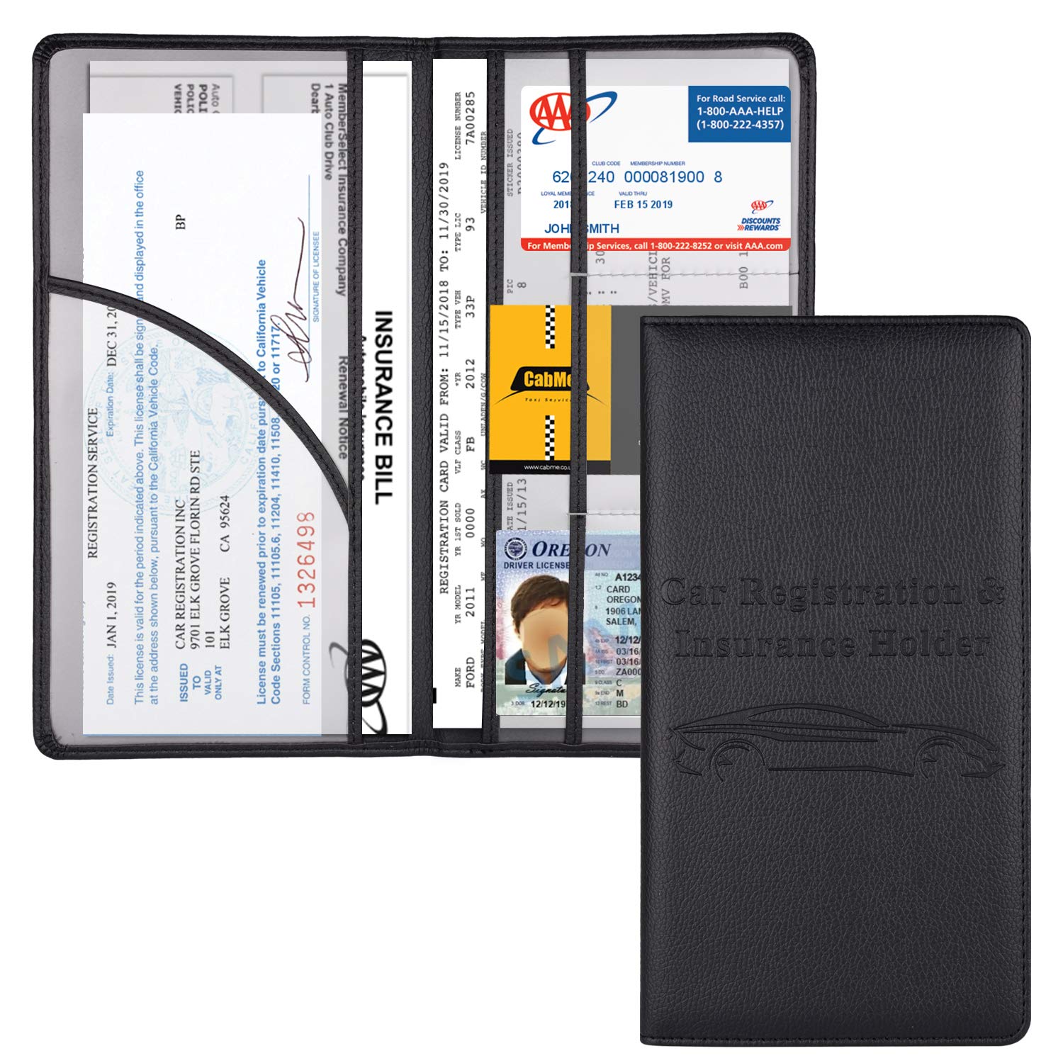 Magnetic Car Registration & Insurance Holder - Black Glove Box Organizer for Cards, Driver License & Essential Documents - Perfect for Men & Women - Ideal for Road Trips & Daily Commuting