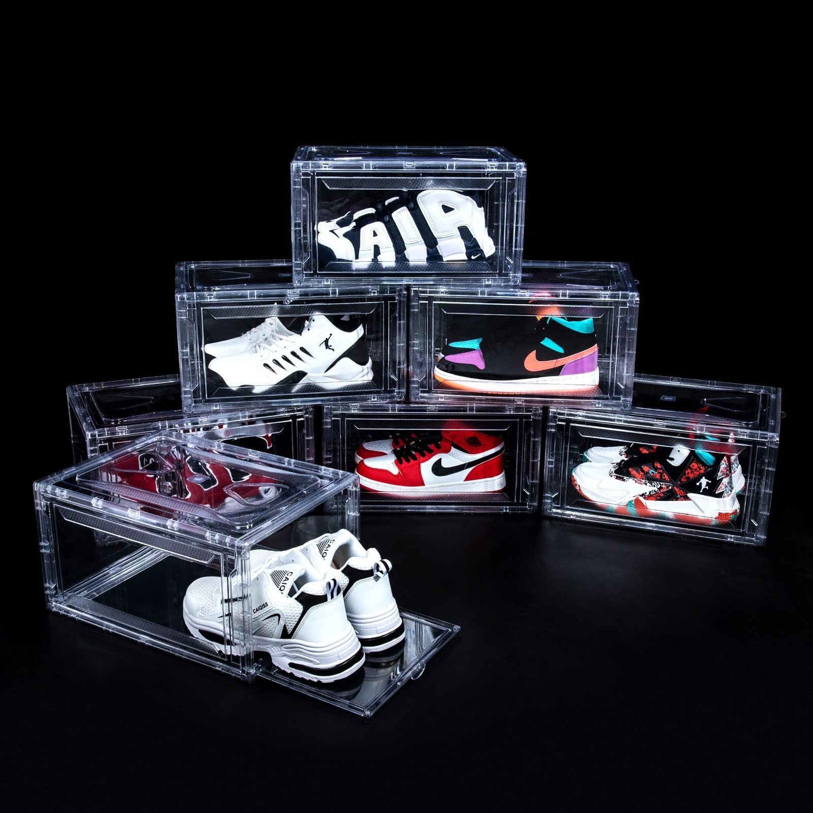 12 Pack Clear Acrylic Shoe Storage Boxes - Drop Front Stackable Sneaker Organizer for Size 15 | Perfect for Closet Organization, Sneaker Collection Display & Shoe Rack Storage